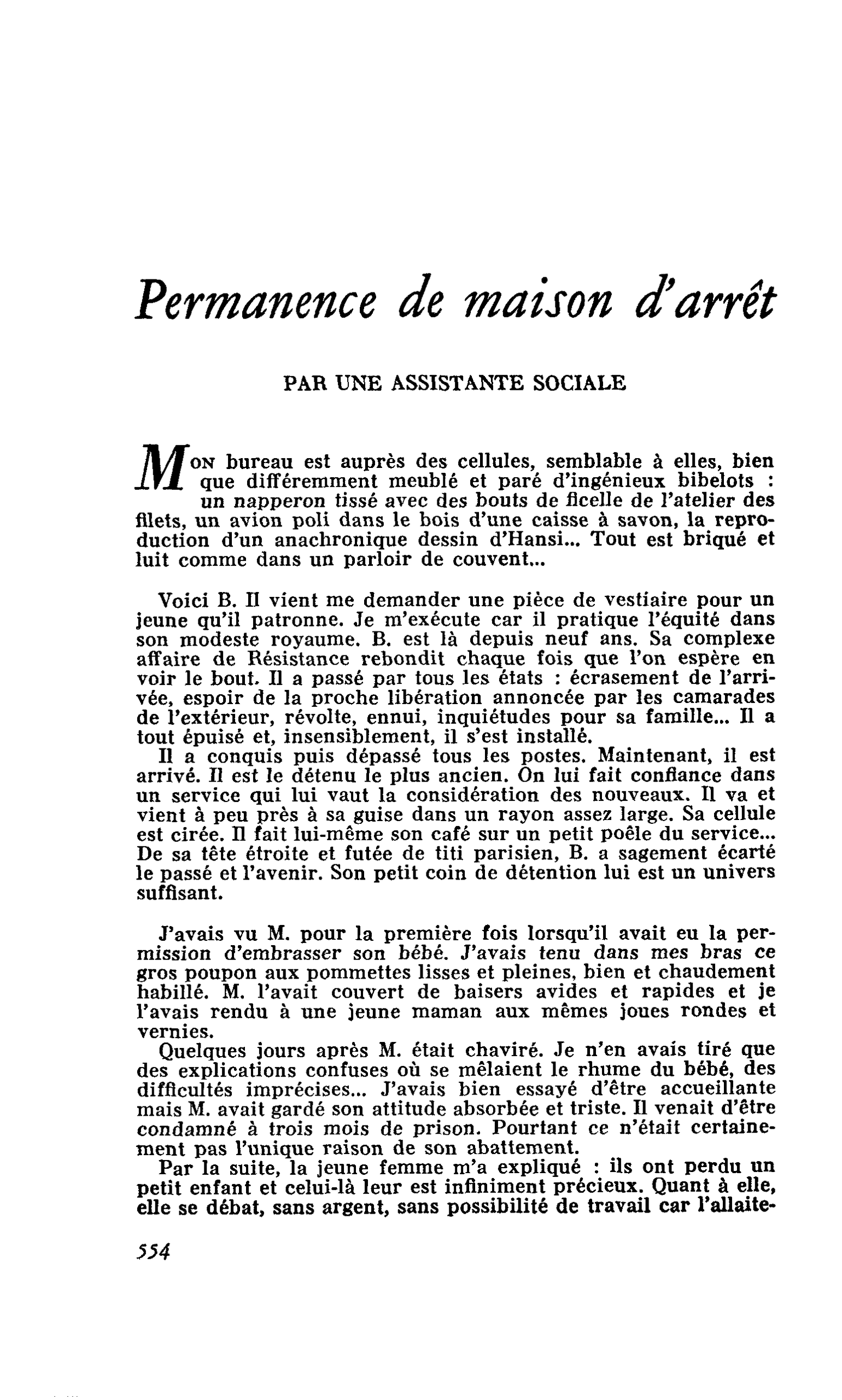 Permanence de maison d’arrêt