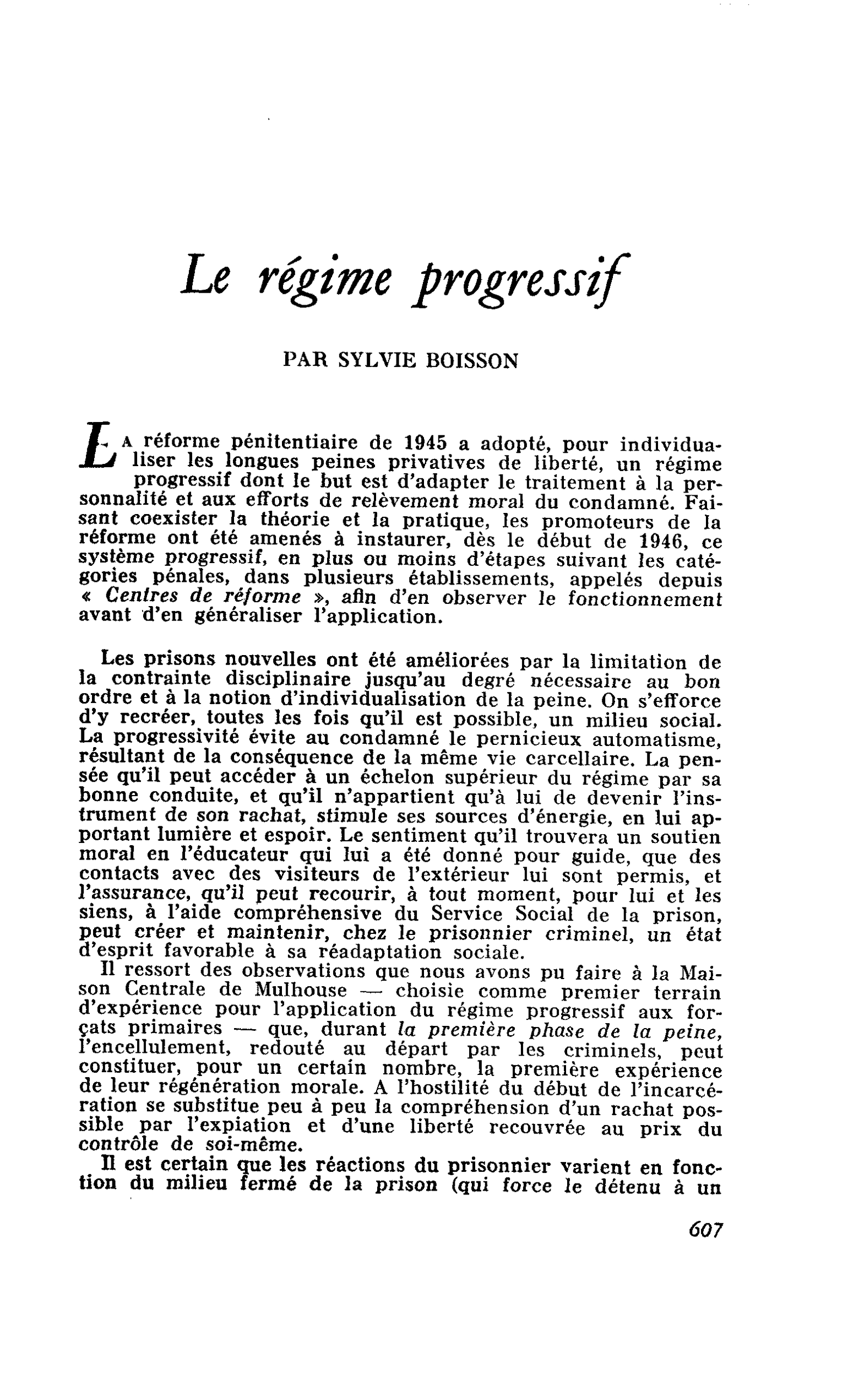 Le régime progressif