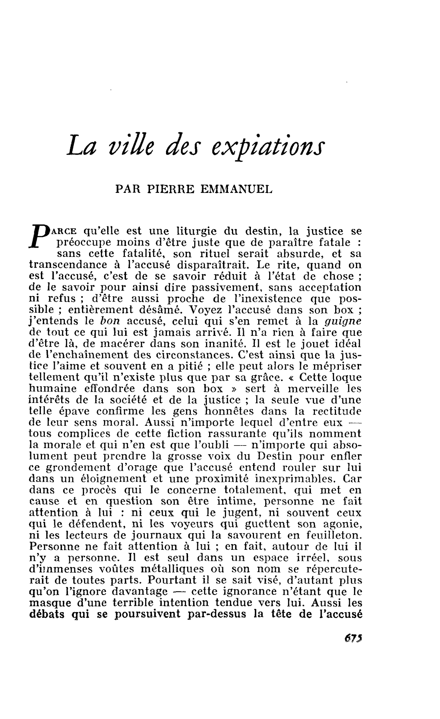 La ville des expiations