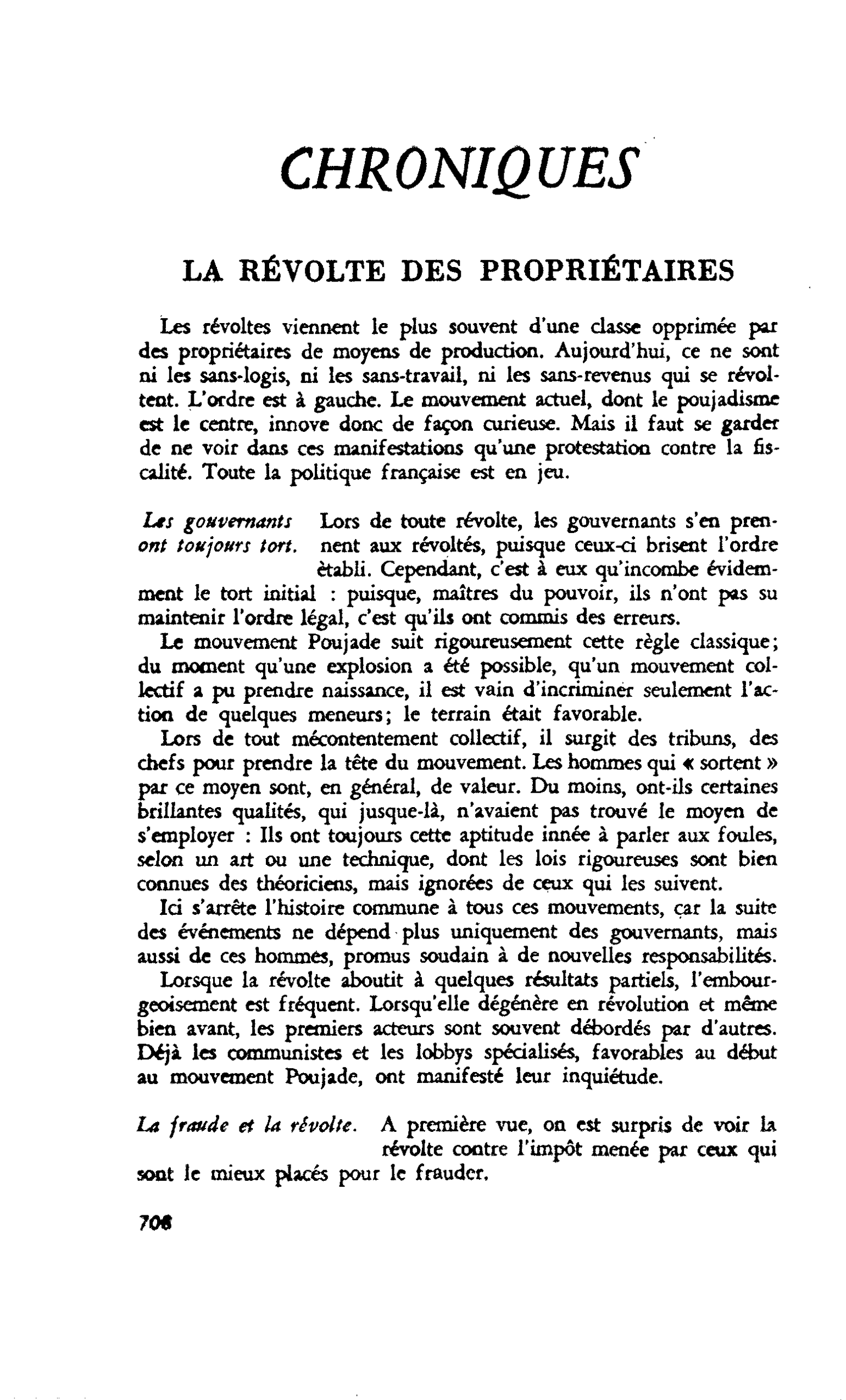 LA RÉVOLTE DES PROPRIÉTAIRES
