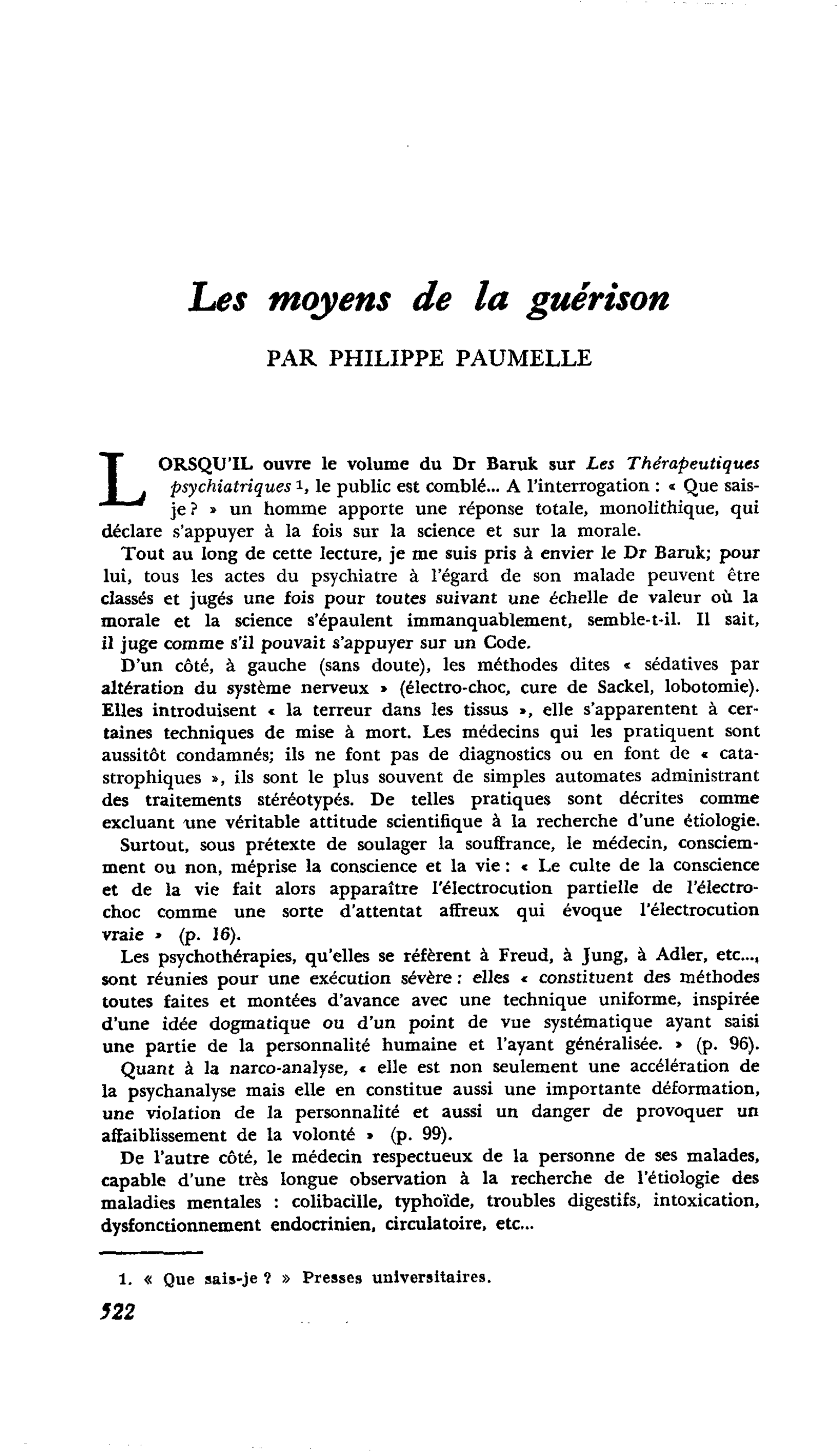 Les moyens de la guérison