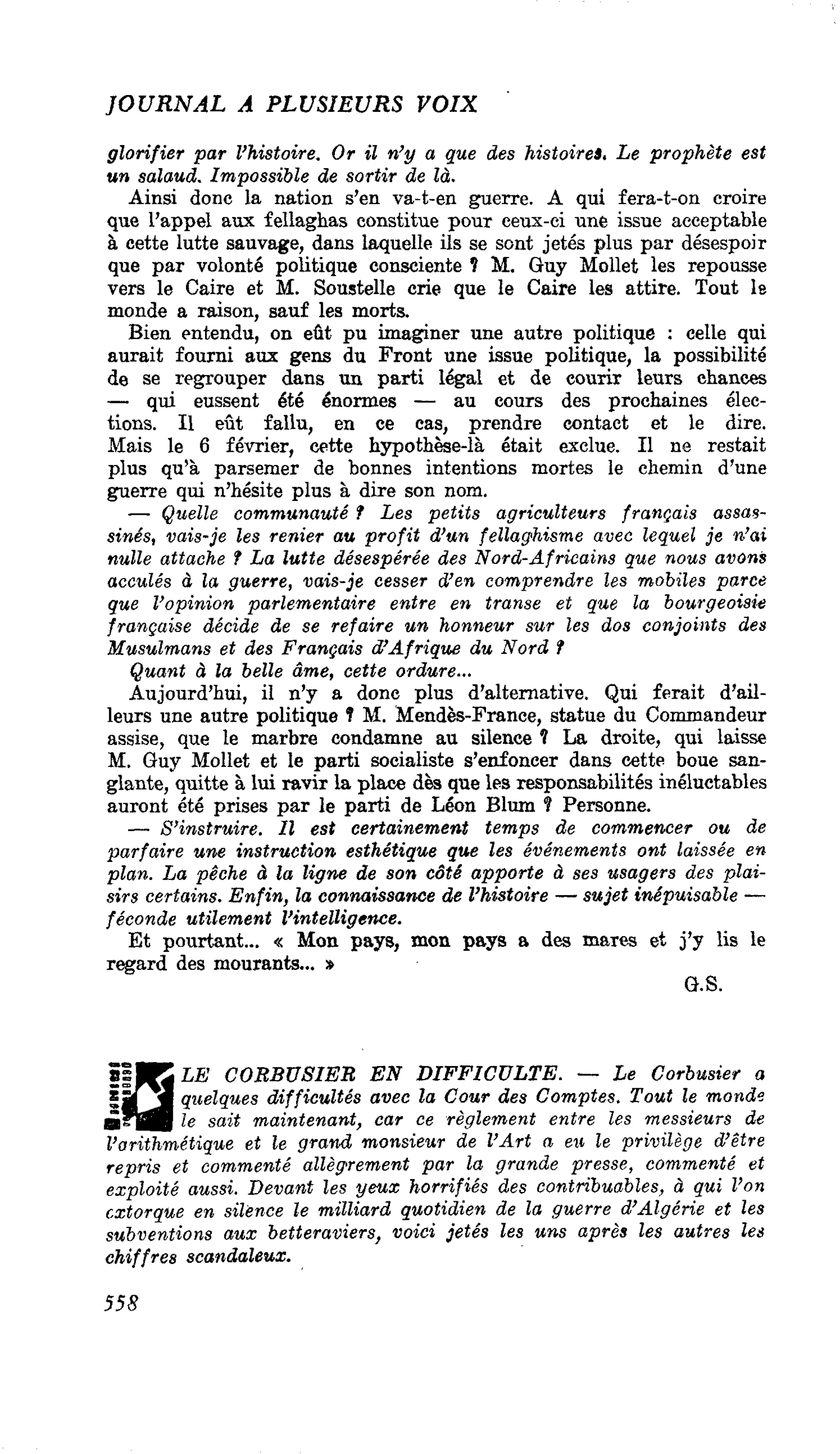 LE CORBUSIER EN DIFFICULTE