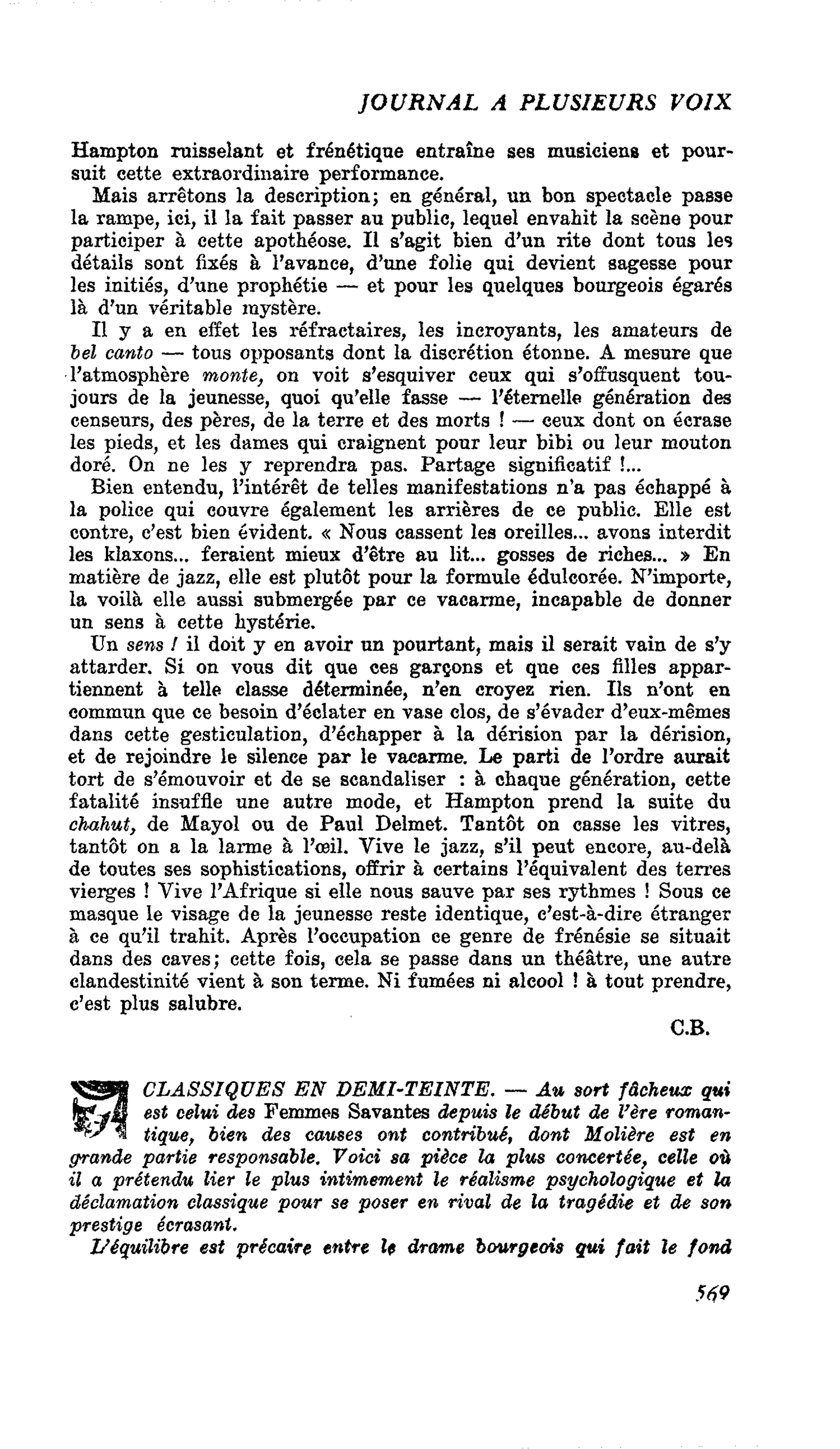 CLASSIQUES EN DEMI-TEINTE