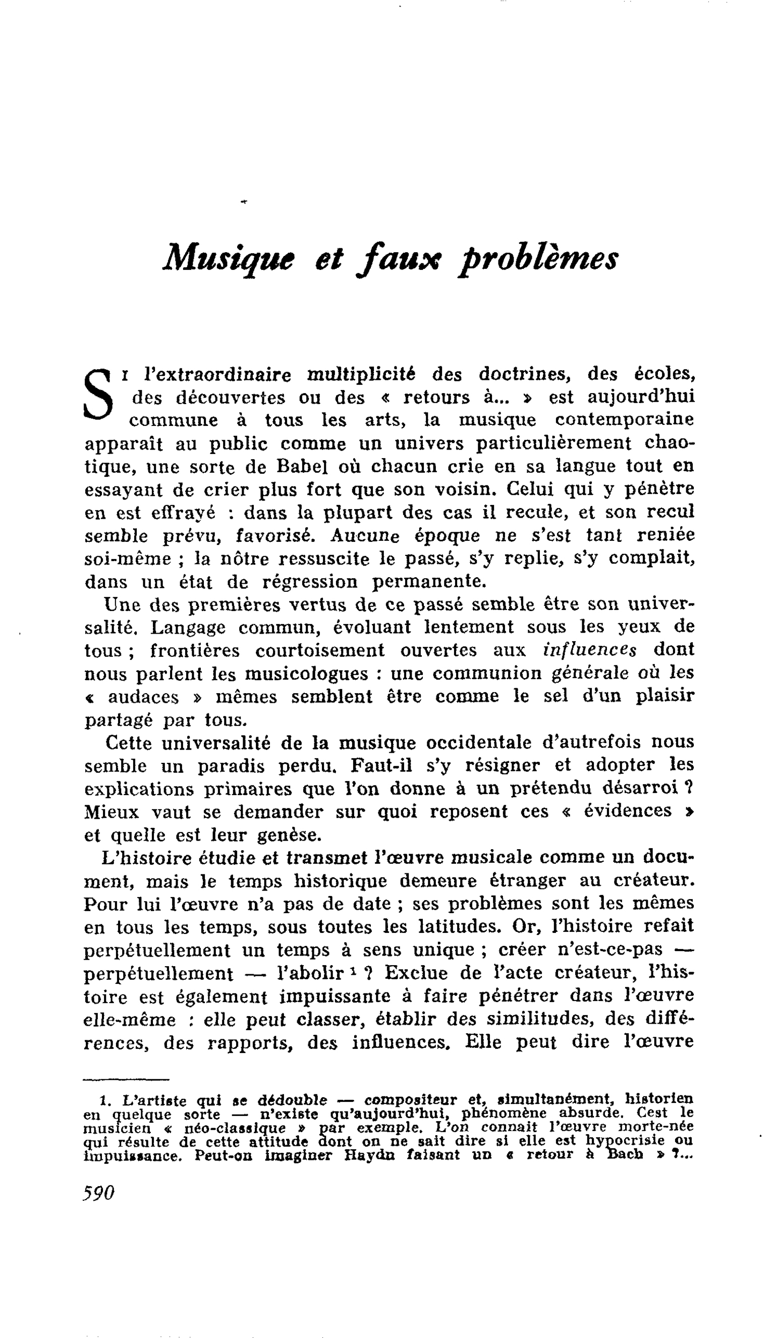 Musique et faux problèmes
