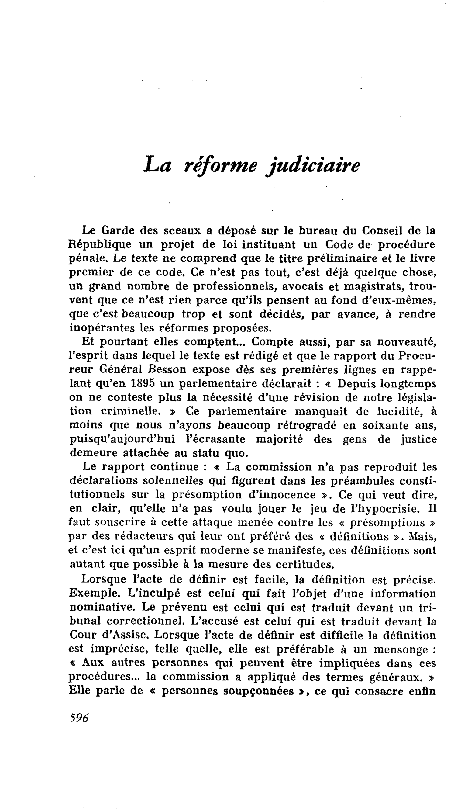 La réforme judiciaire