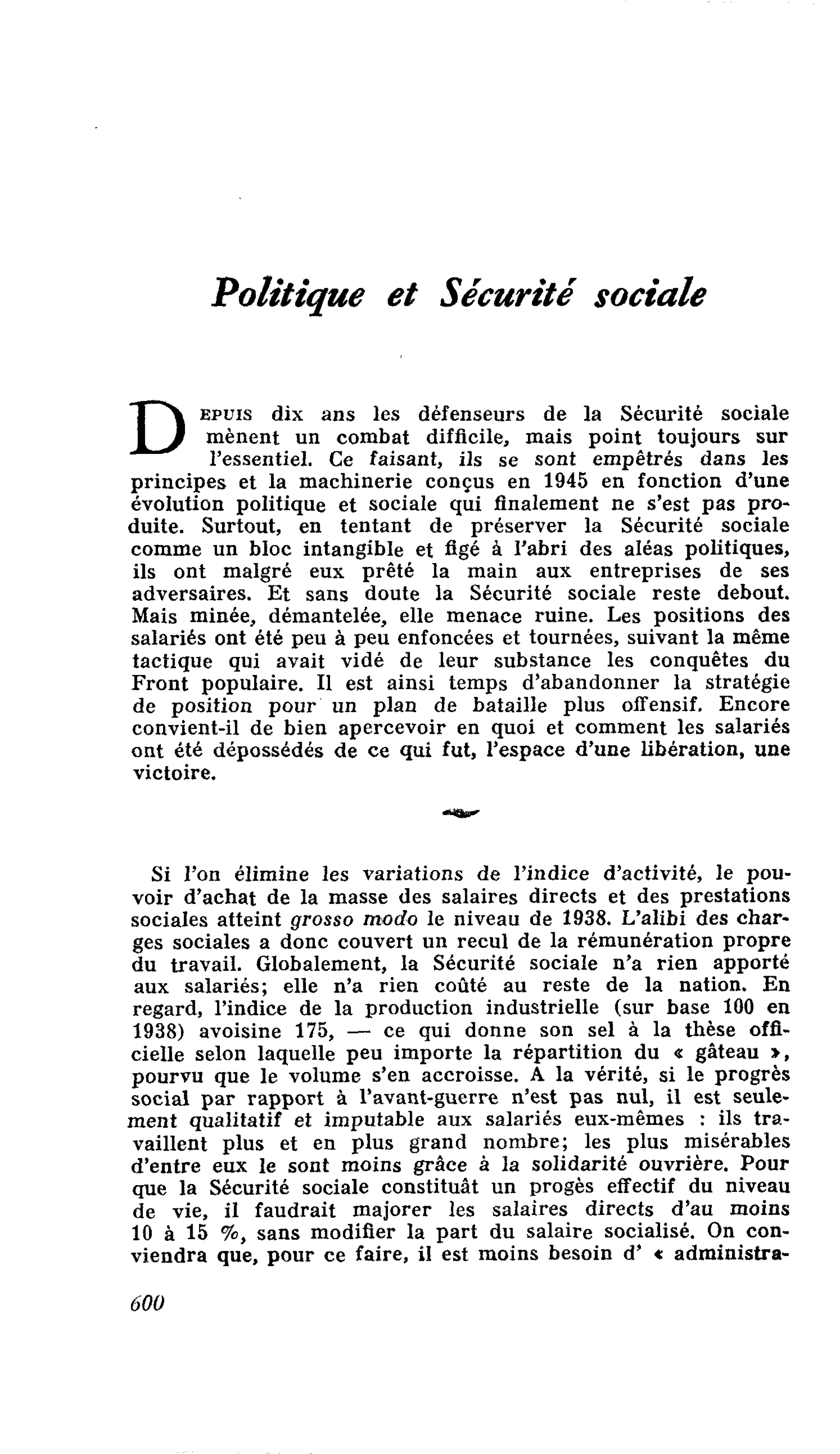 Politique et Sécurité sociale