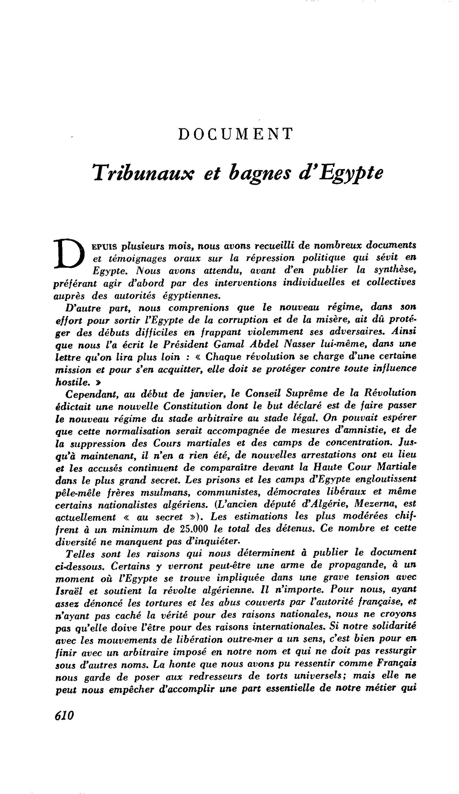 Tribunaux et bagnes d’Egypte