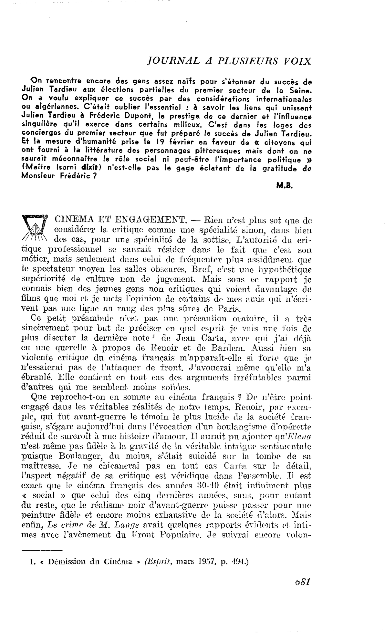 CINEMA ET ENGAGEMENT