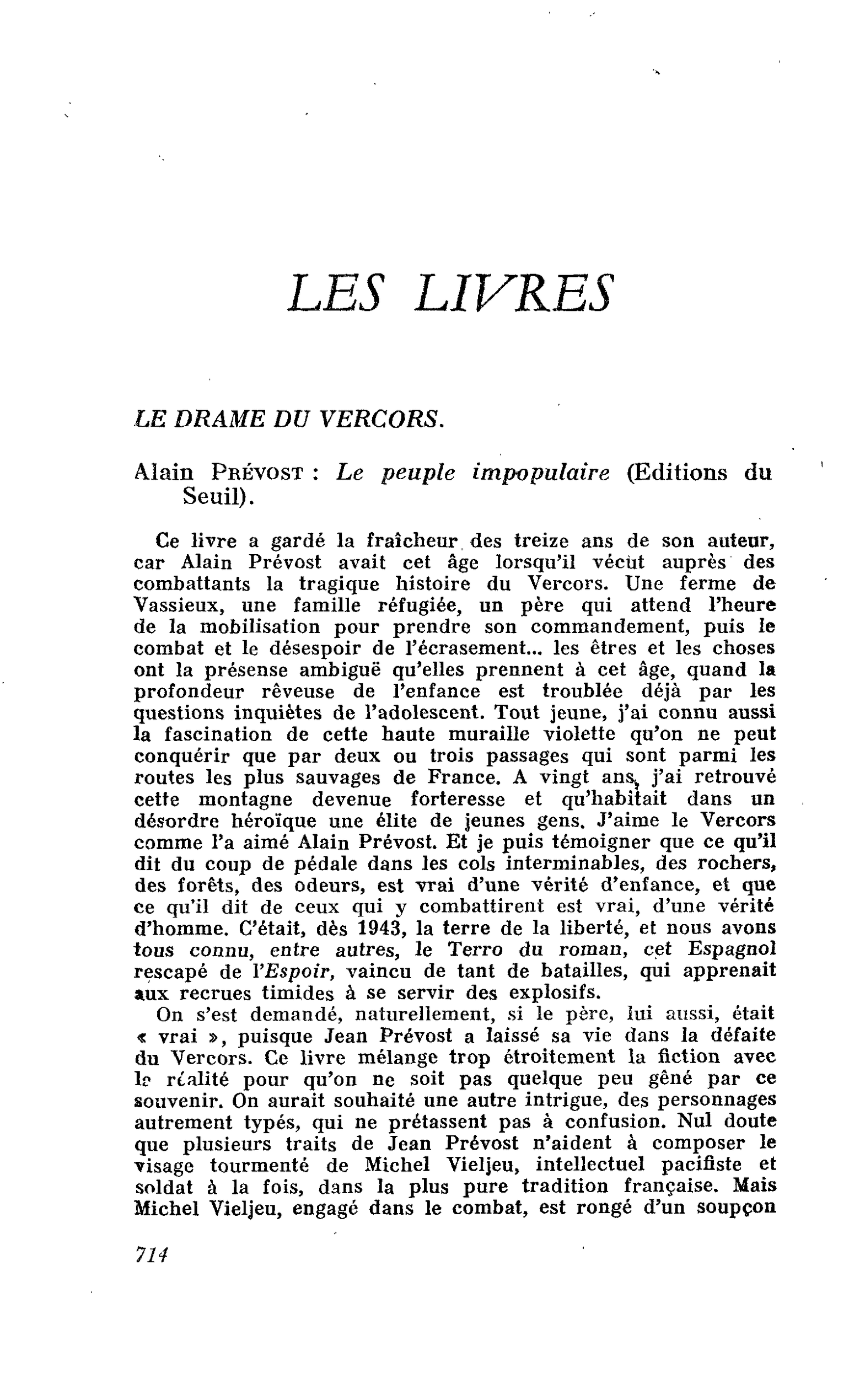Alain Prévost : Le peuple impopulaire