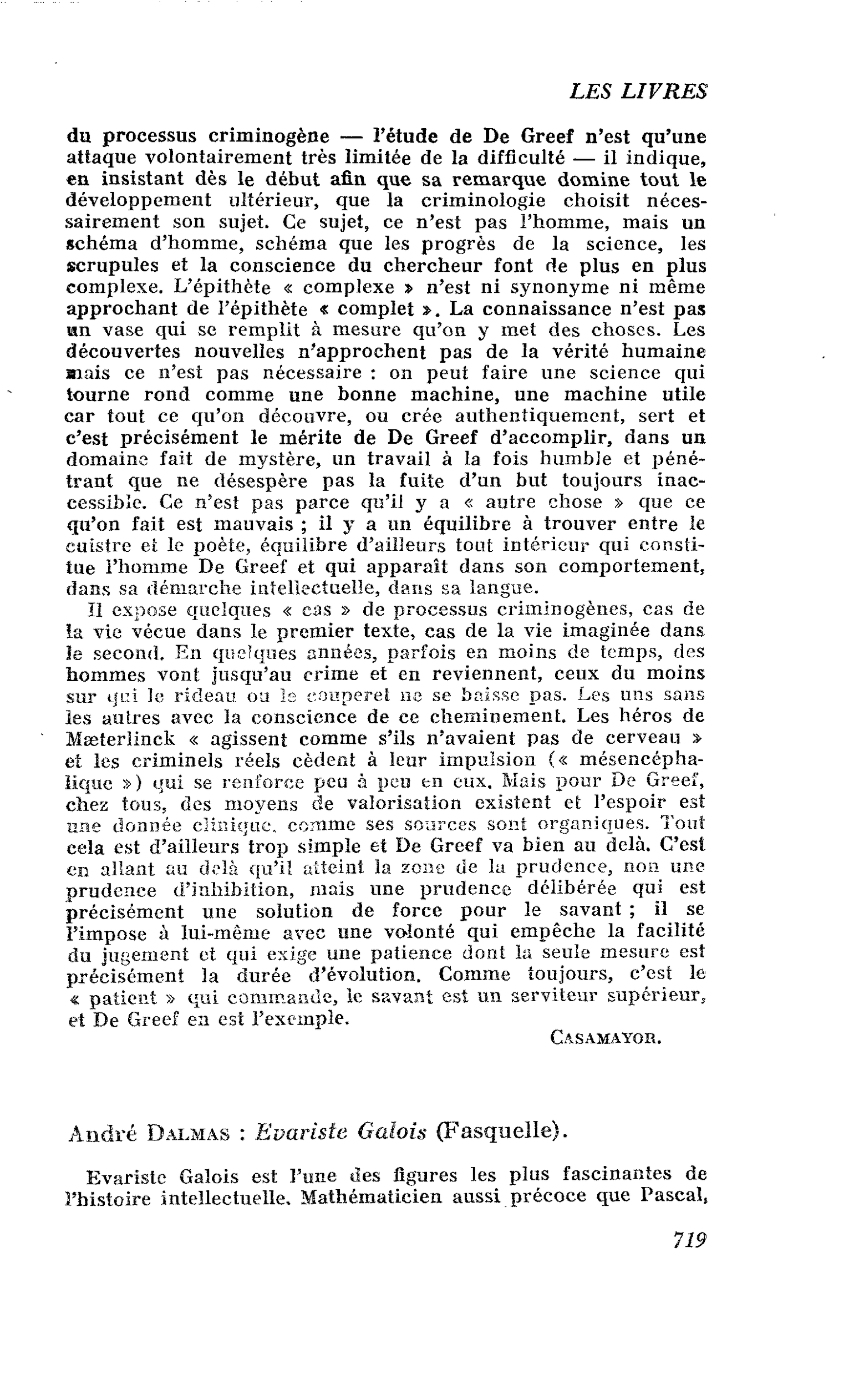 André Dalmas : Evariste Galois
