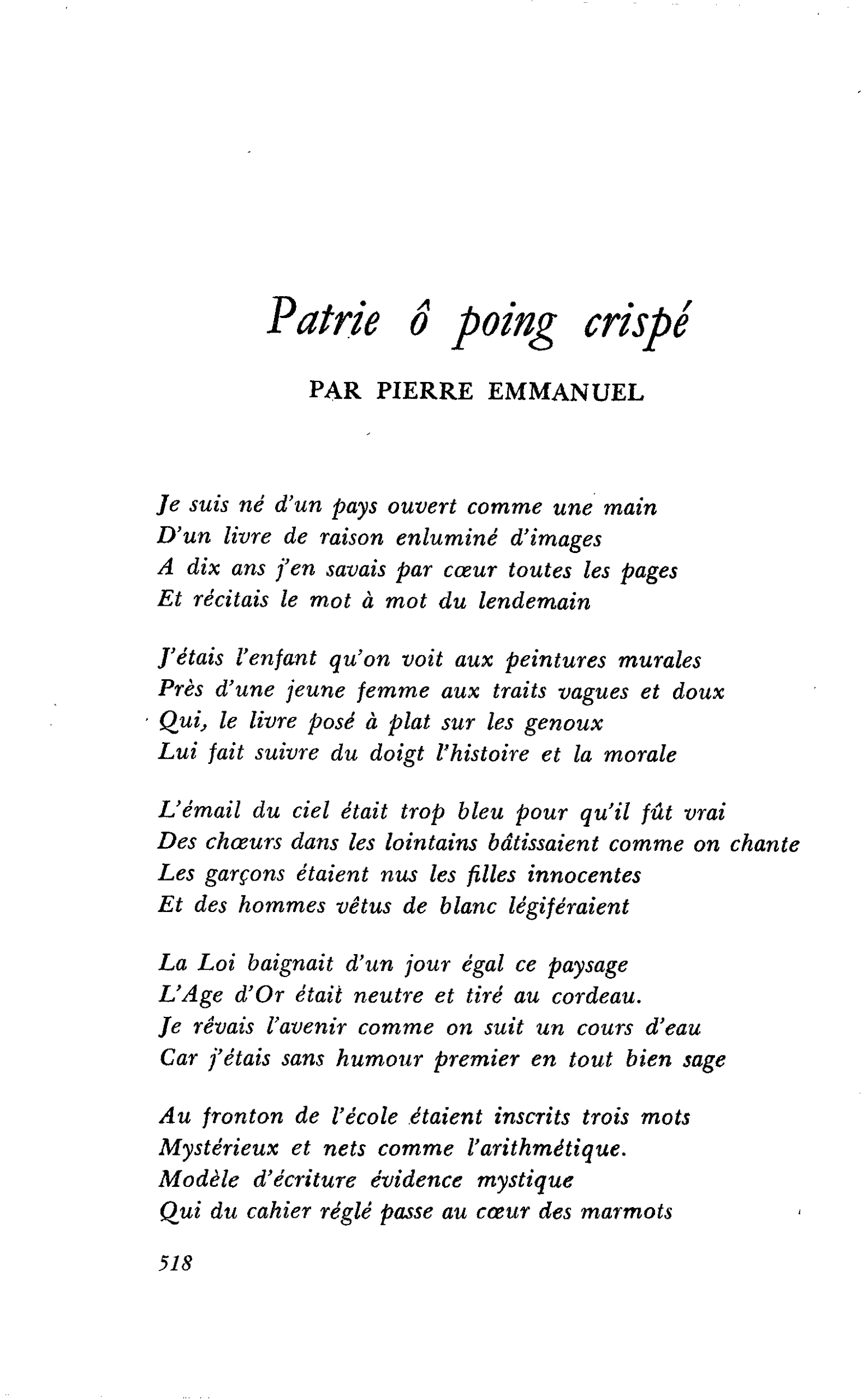 Patrie ô poing crispé