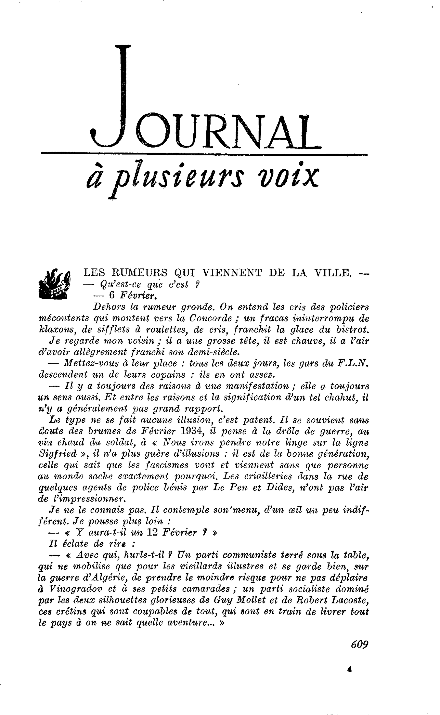 LES RUMEURS QUI VIENNENT DE LA VILLE