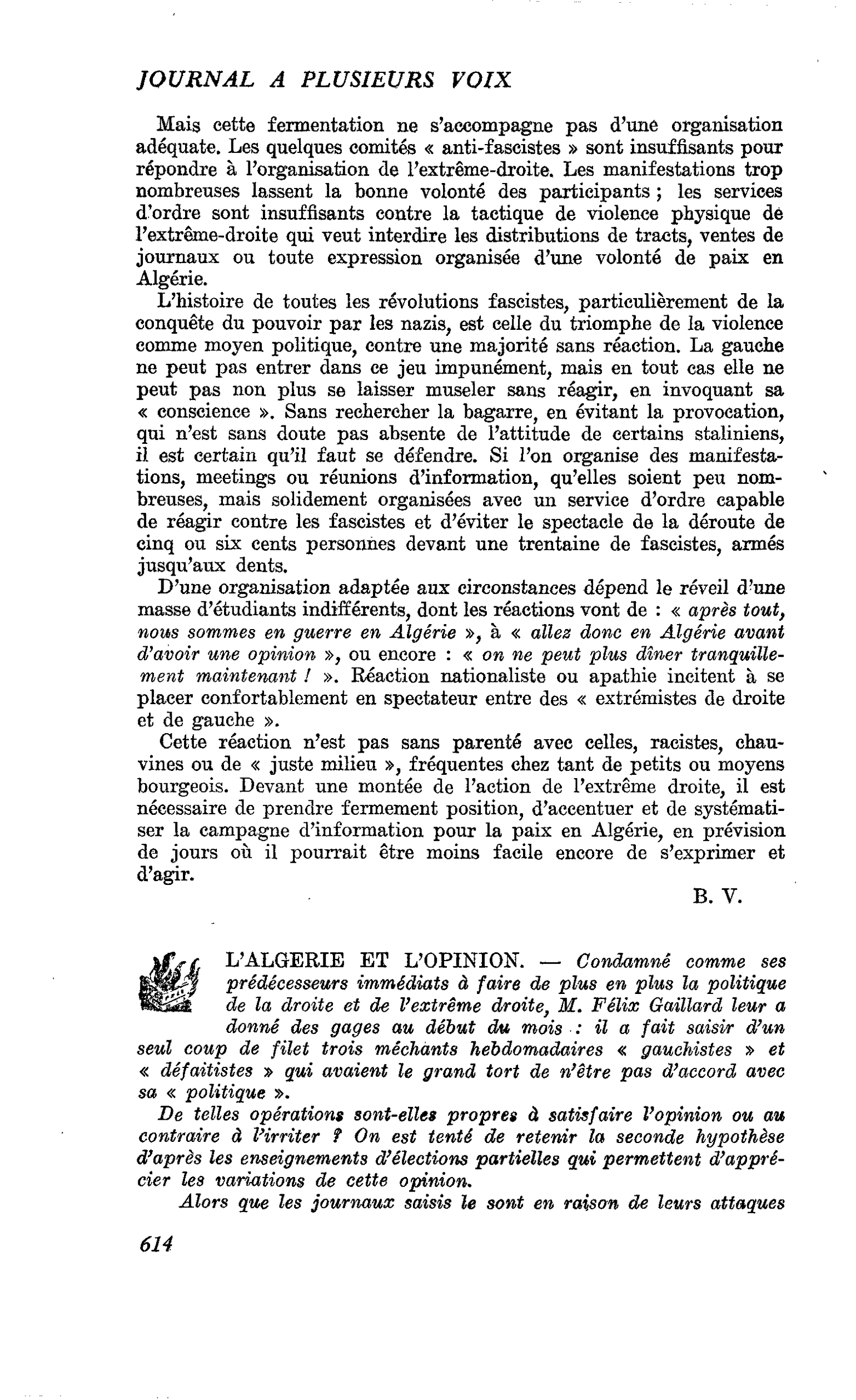L’ALGERIE ET L’OPINION