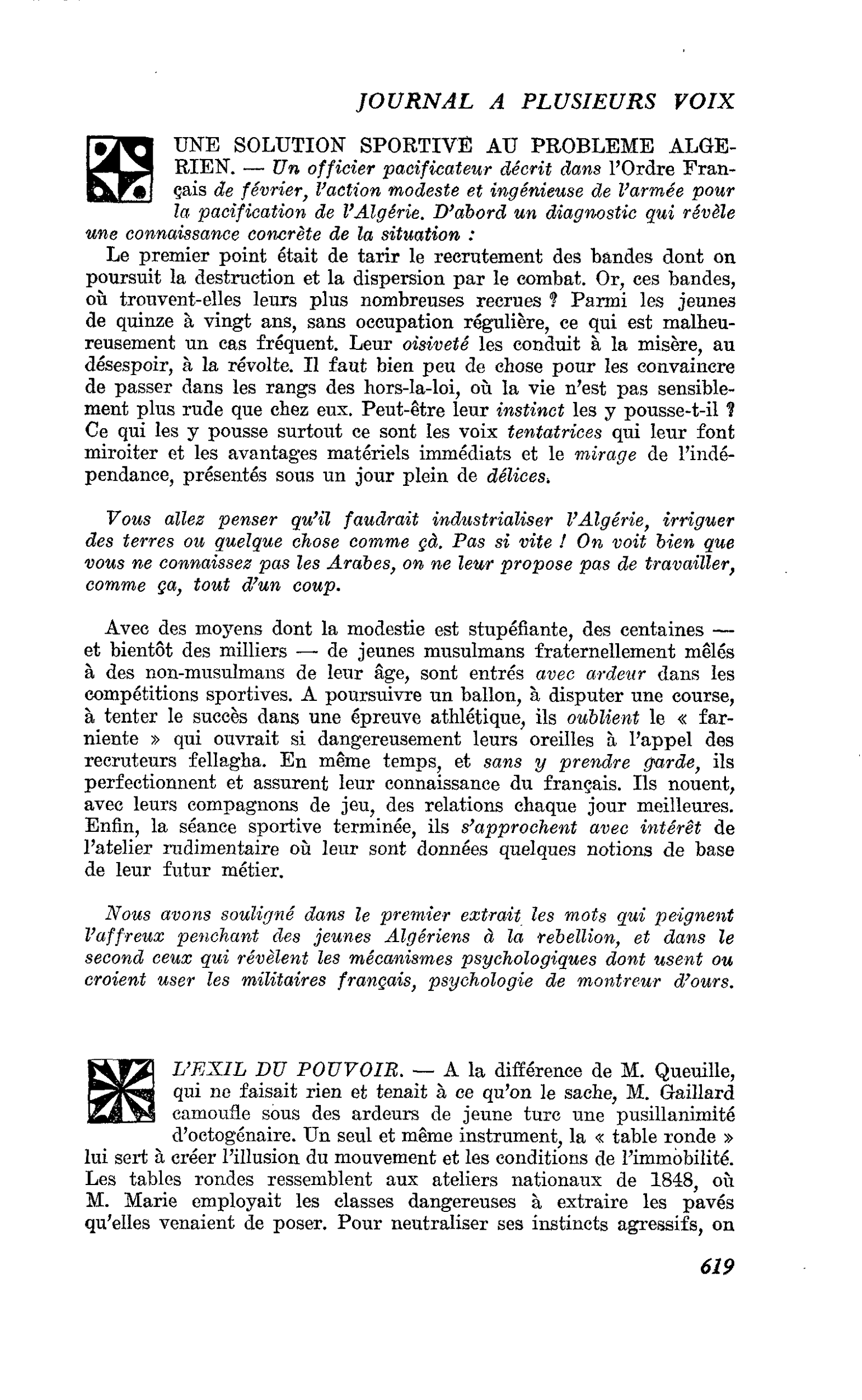 L’EXIL DU POUVOIR