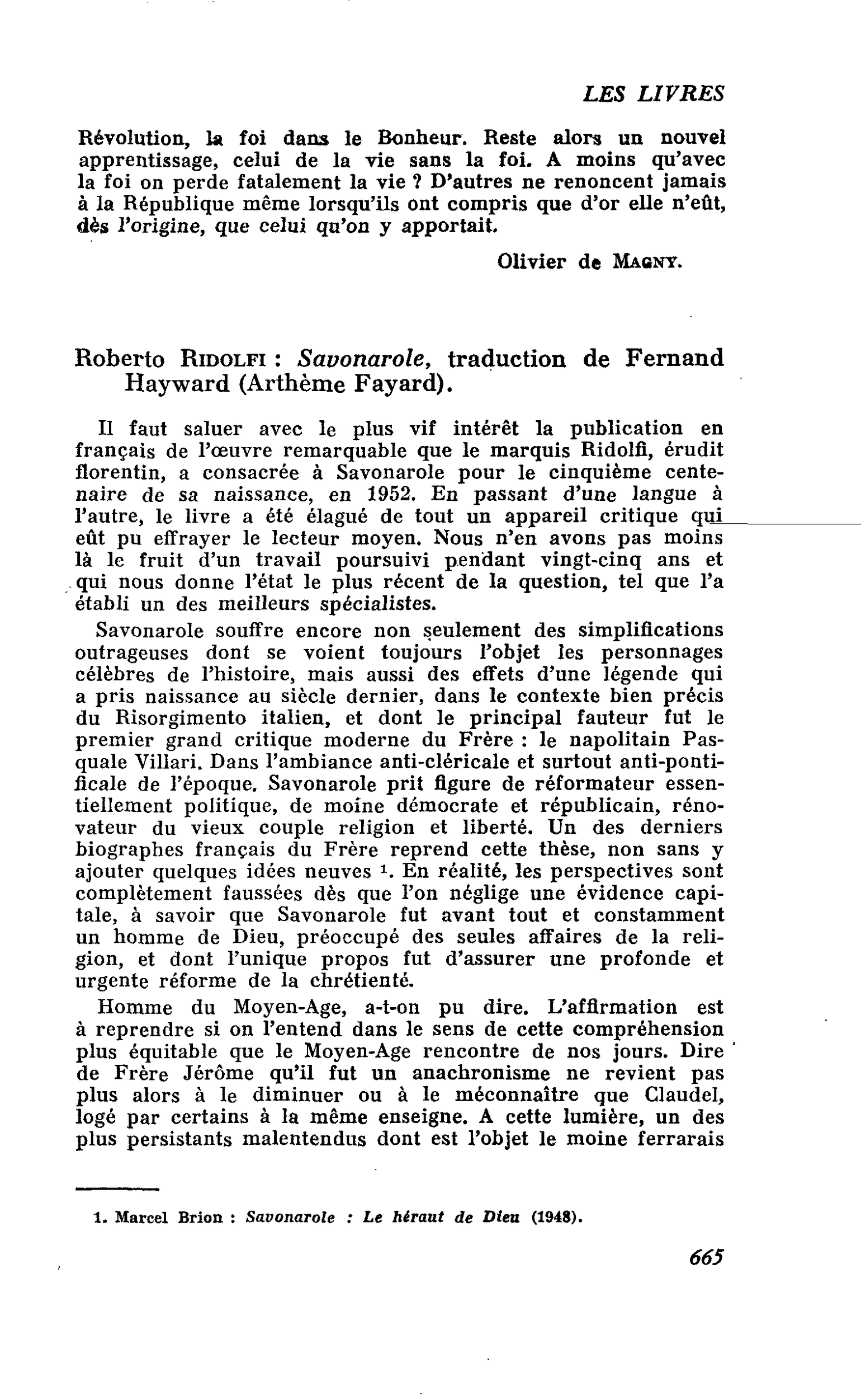 Roberto Ridolfi : Savonarole