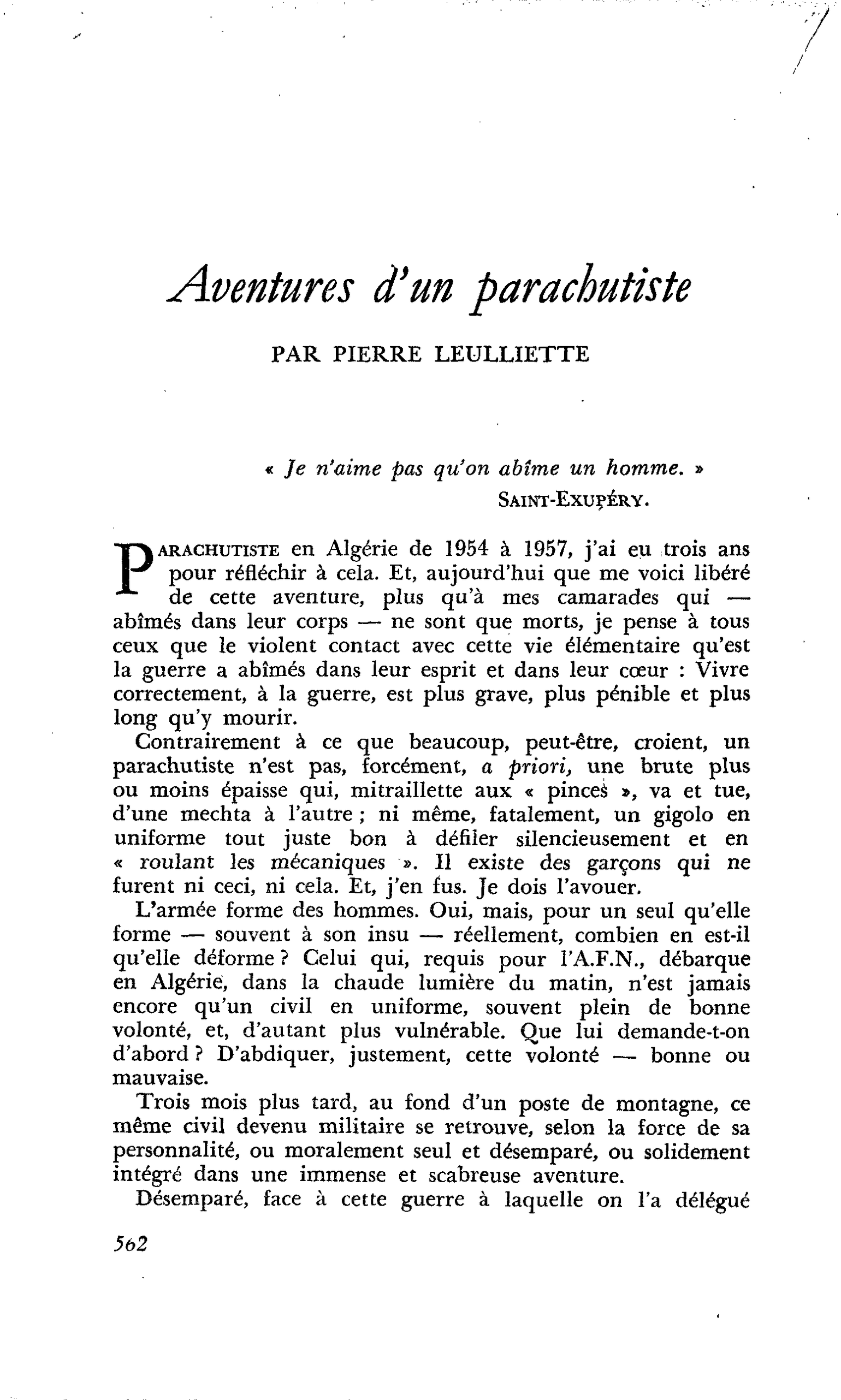 Aventures d’un parachutiste