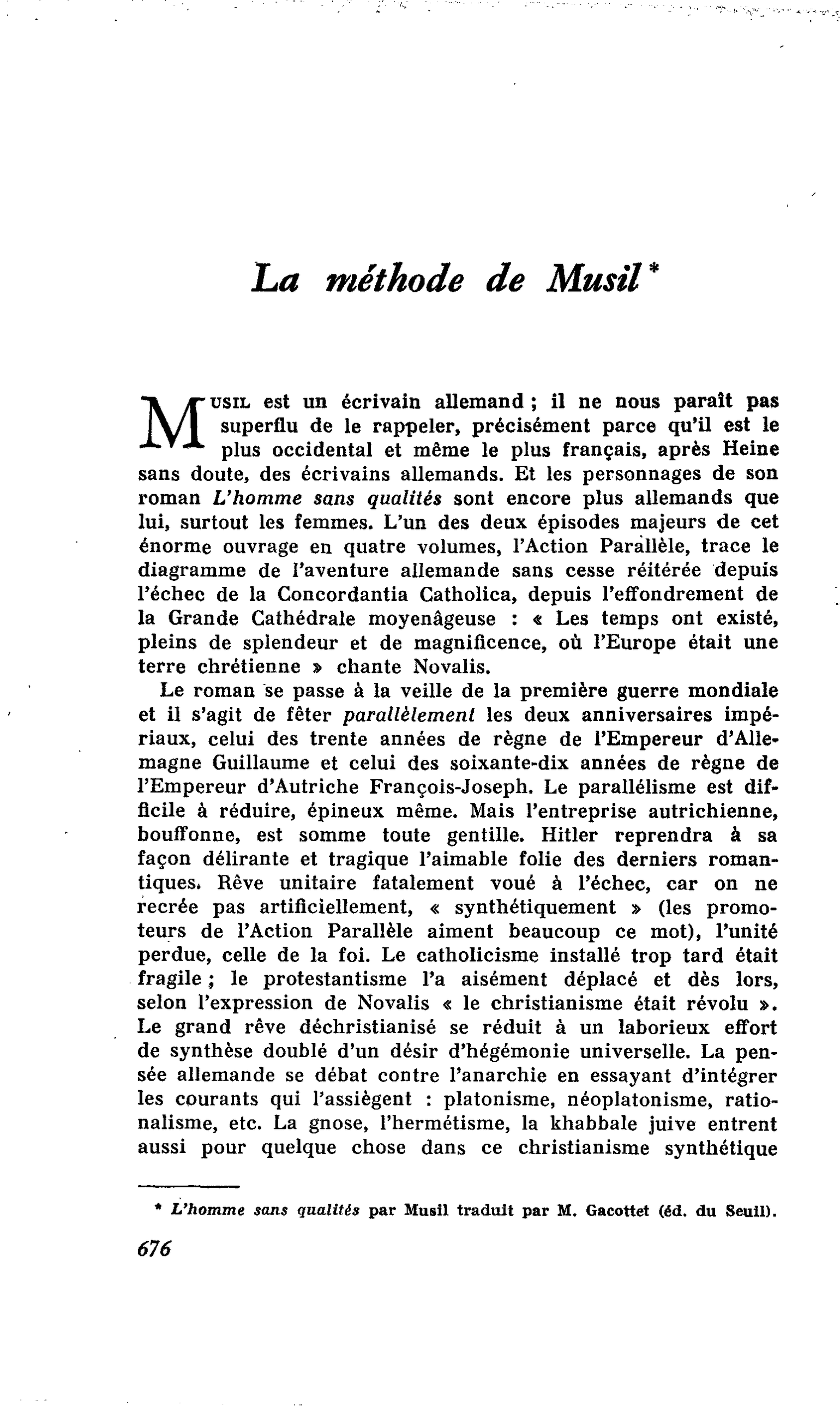 La méthode de Musil