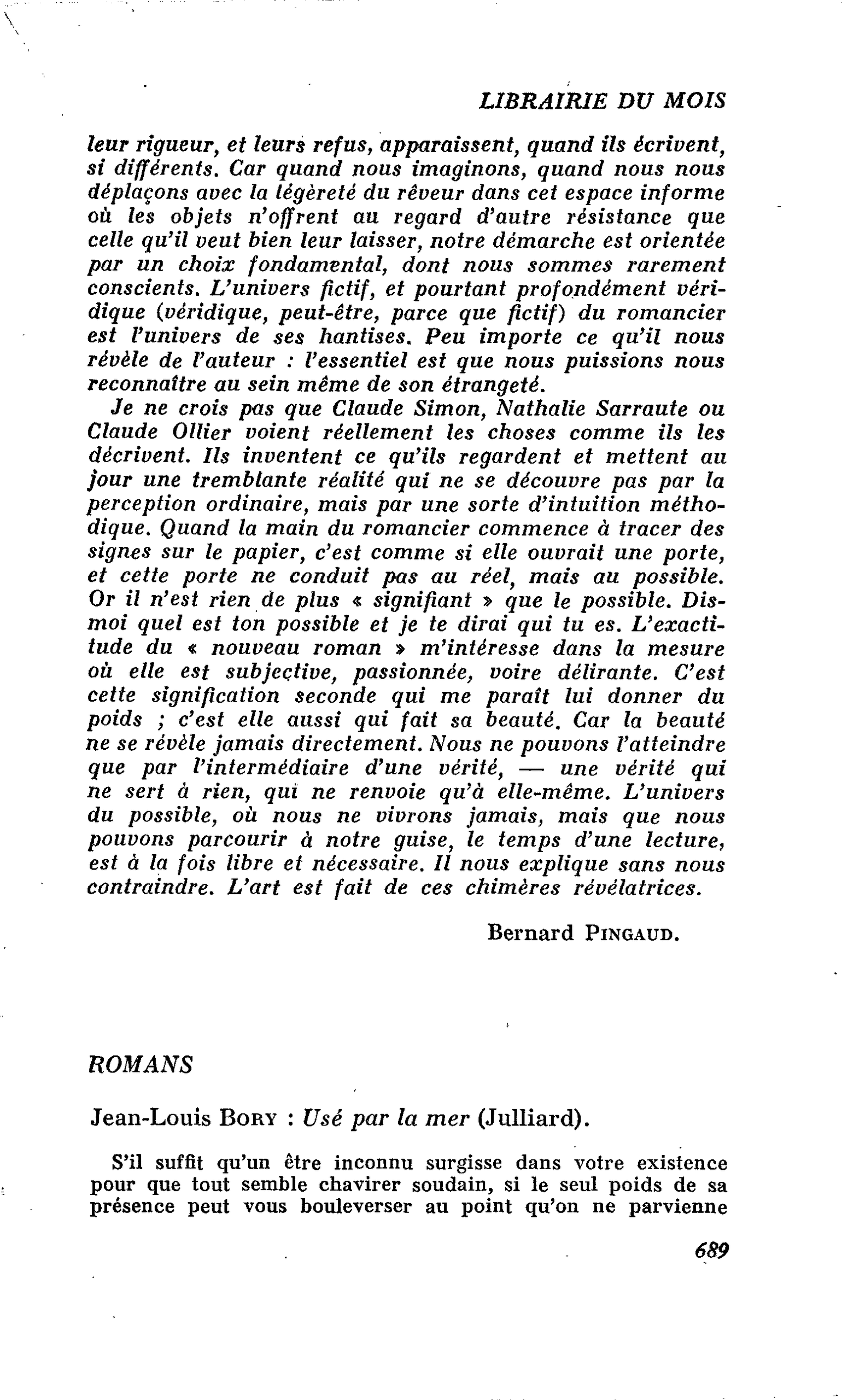 Jean-Louis Bory : Usé par la mer