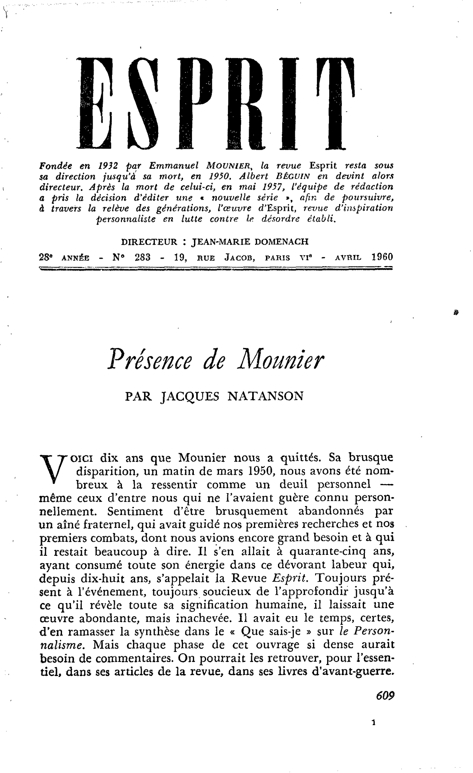 Présence de Mounier