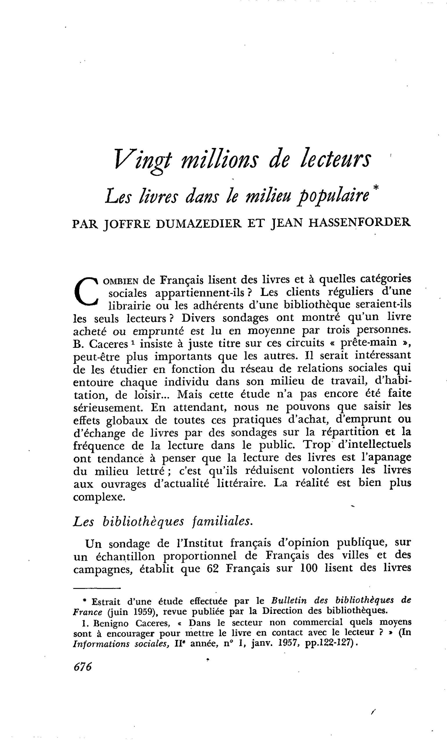 Vingt millions de lecteurs : Les livres dans le milieu populaire