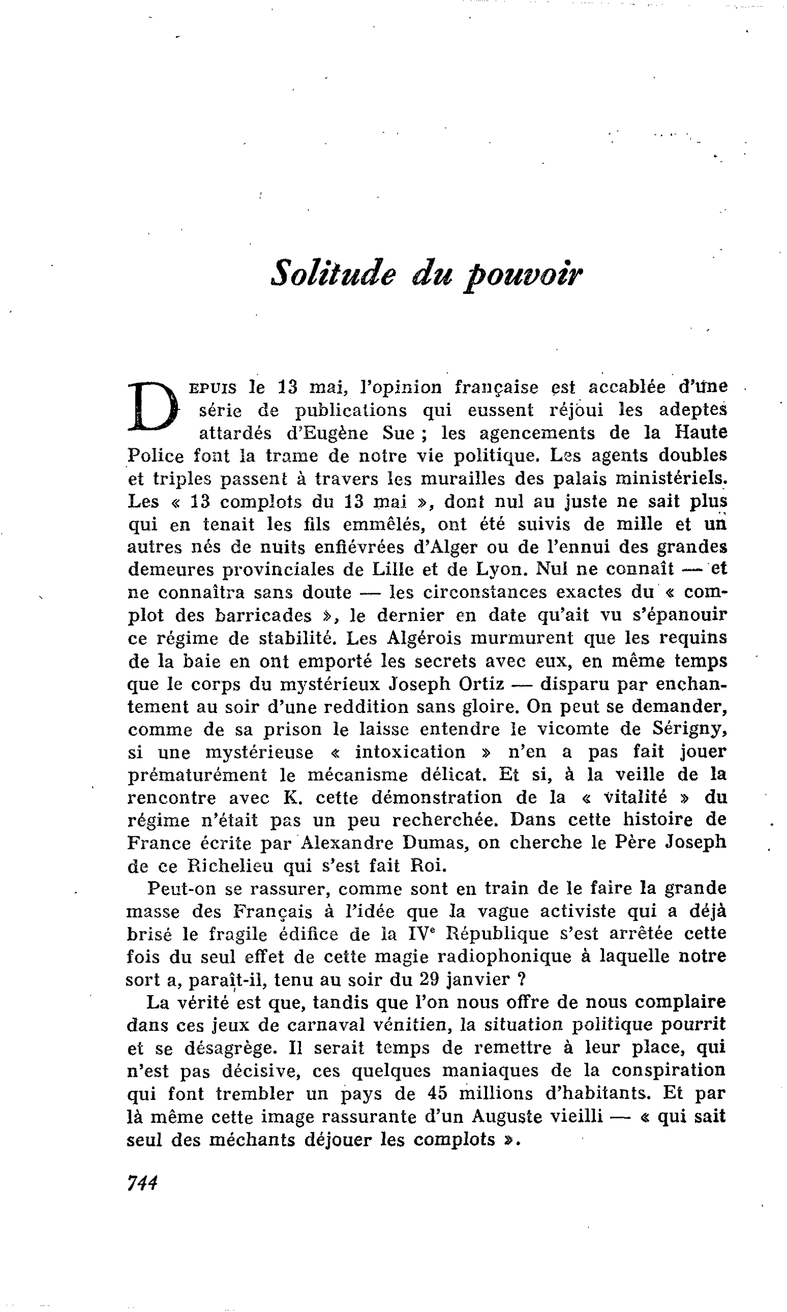 Solitude du pouvoir