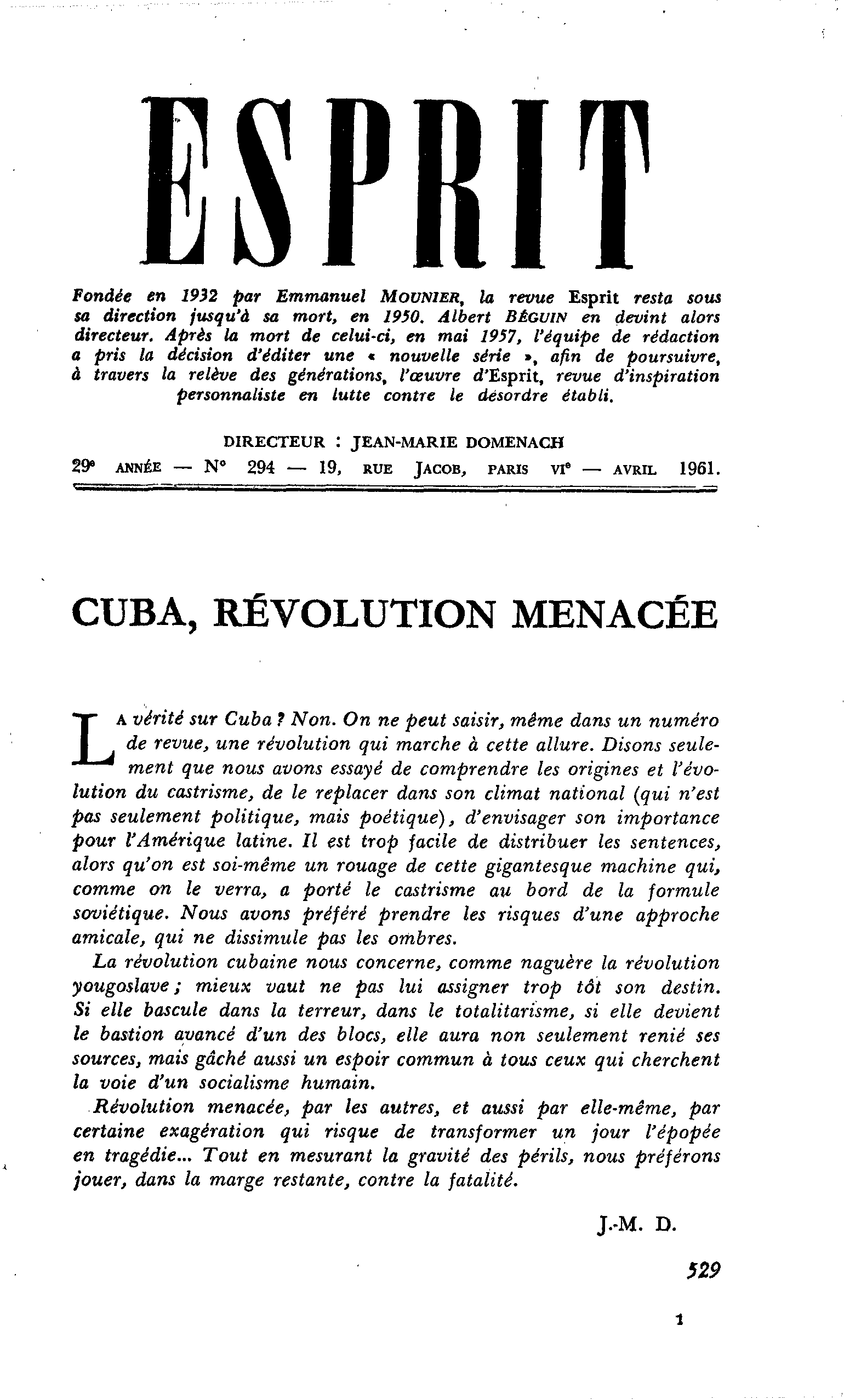CUBA, RÉVOLUTION MENACÉE