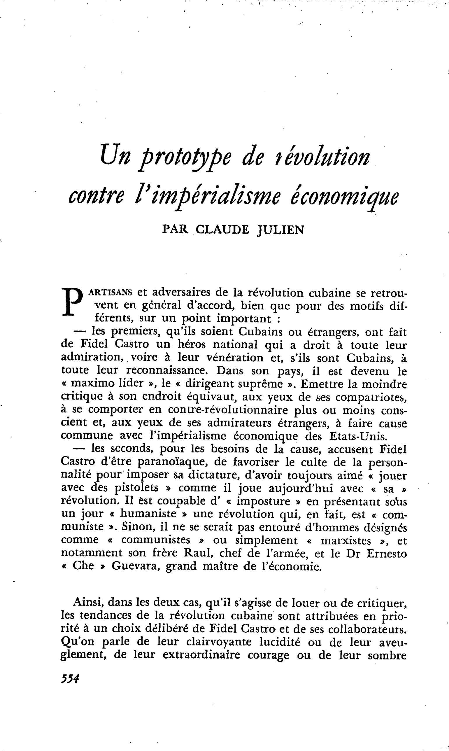 Un prototype de révolution contre l’impérialisme économique