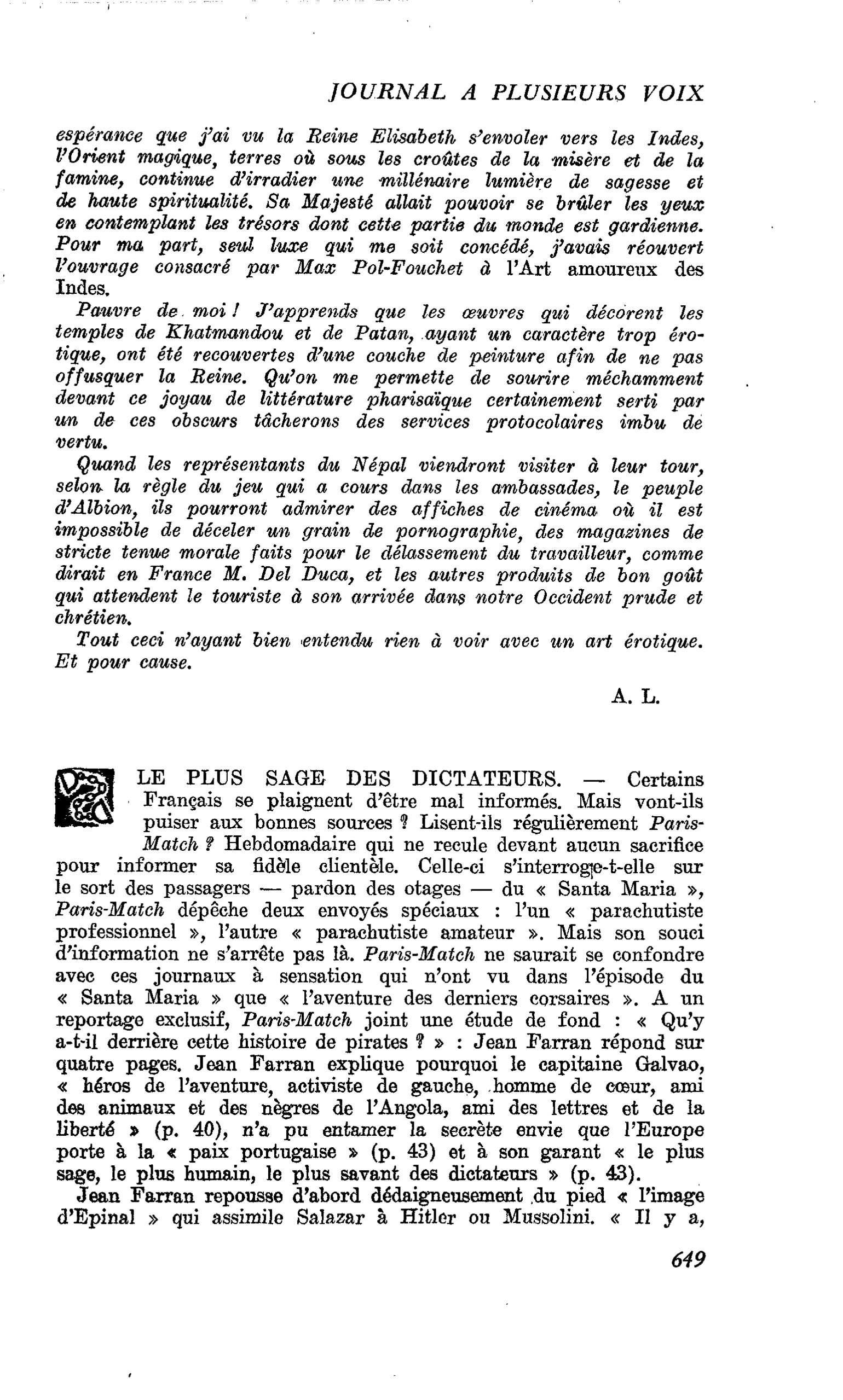 LE PLUS SAGE DES DICTATEURS
