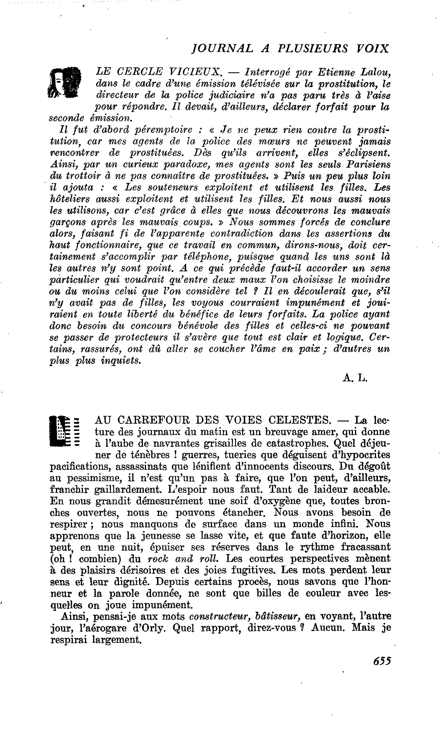 AU CARREFOUR DES VOIES CELESTES