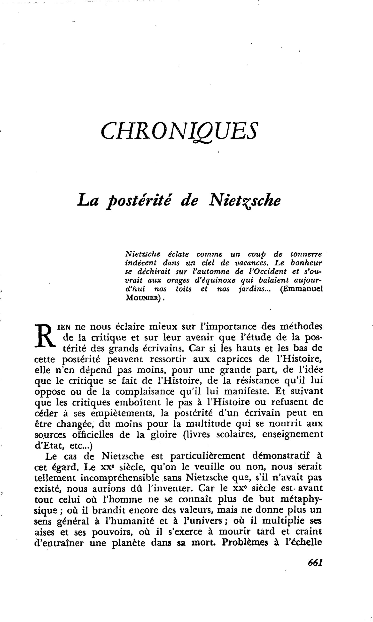 La postérité de Nietzsche