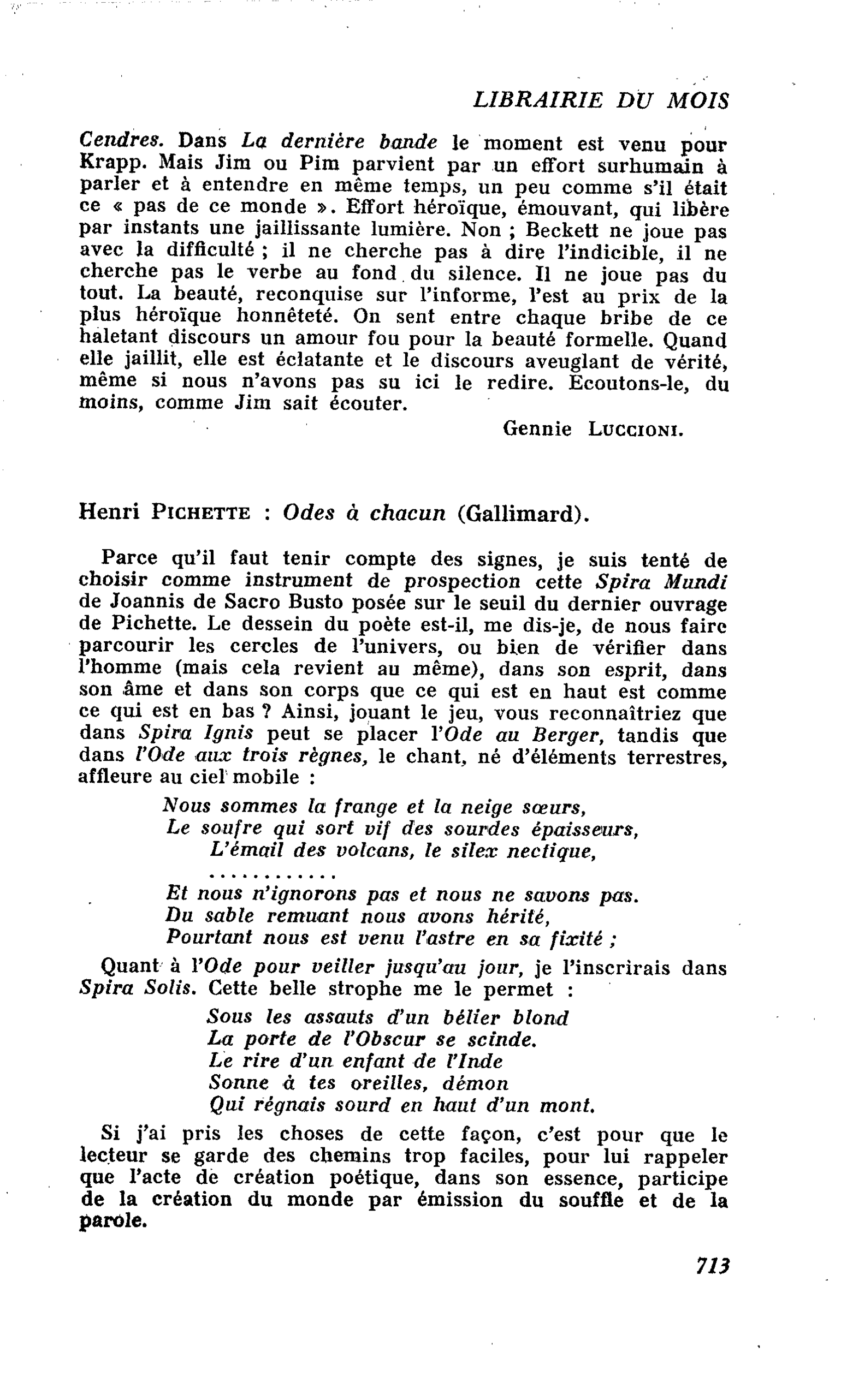 Henri Pichette : Odes à chacun