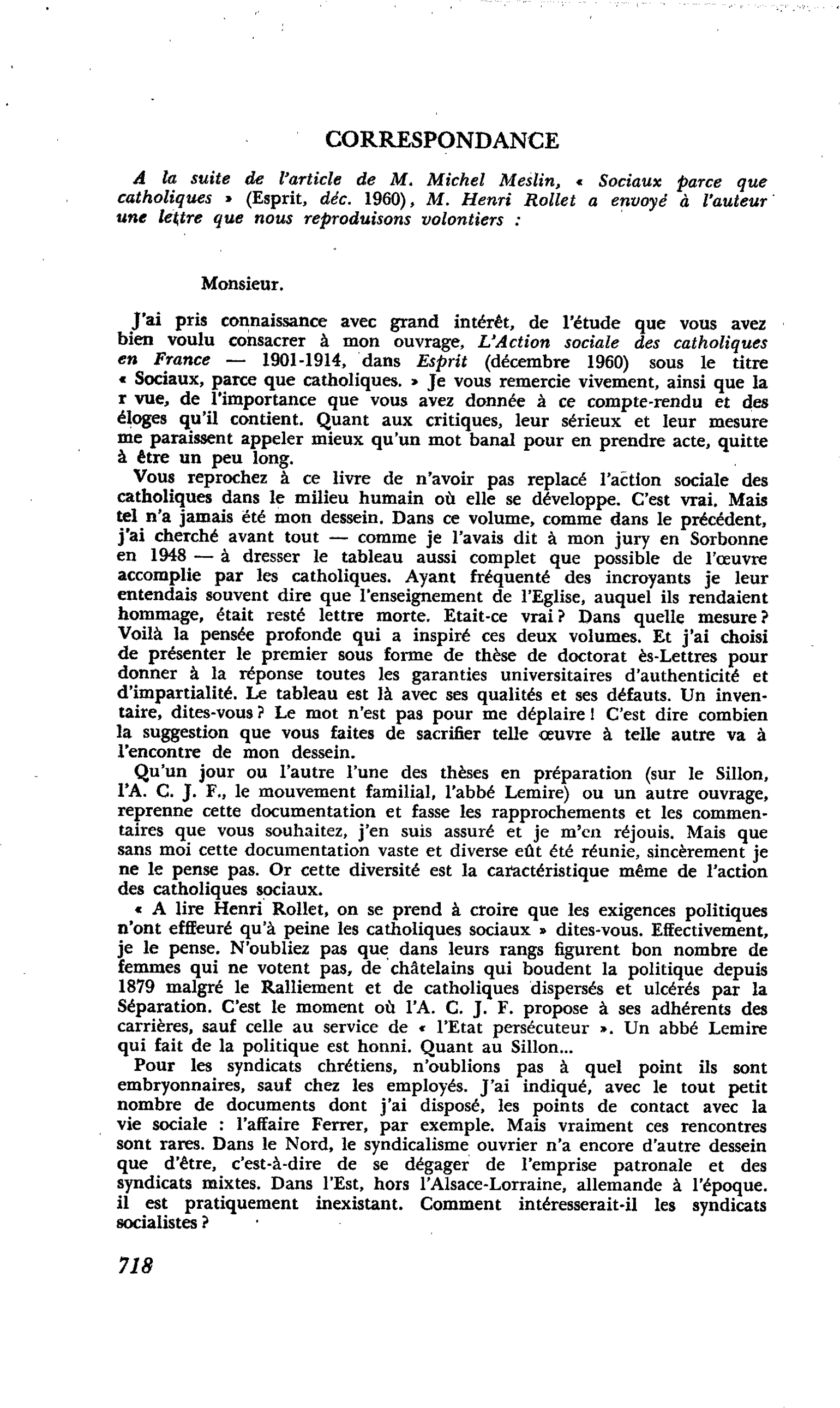 Correspondance