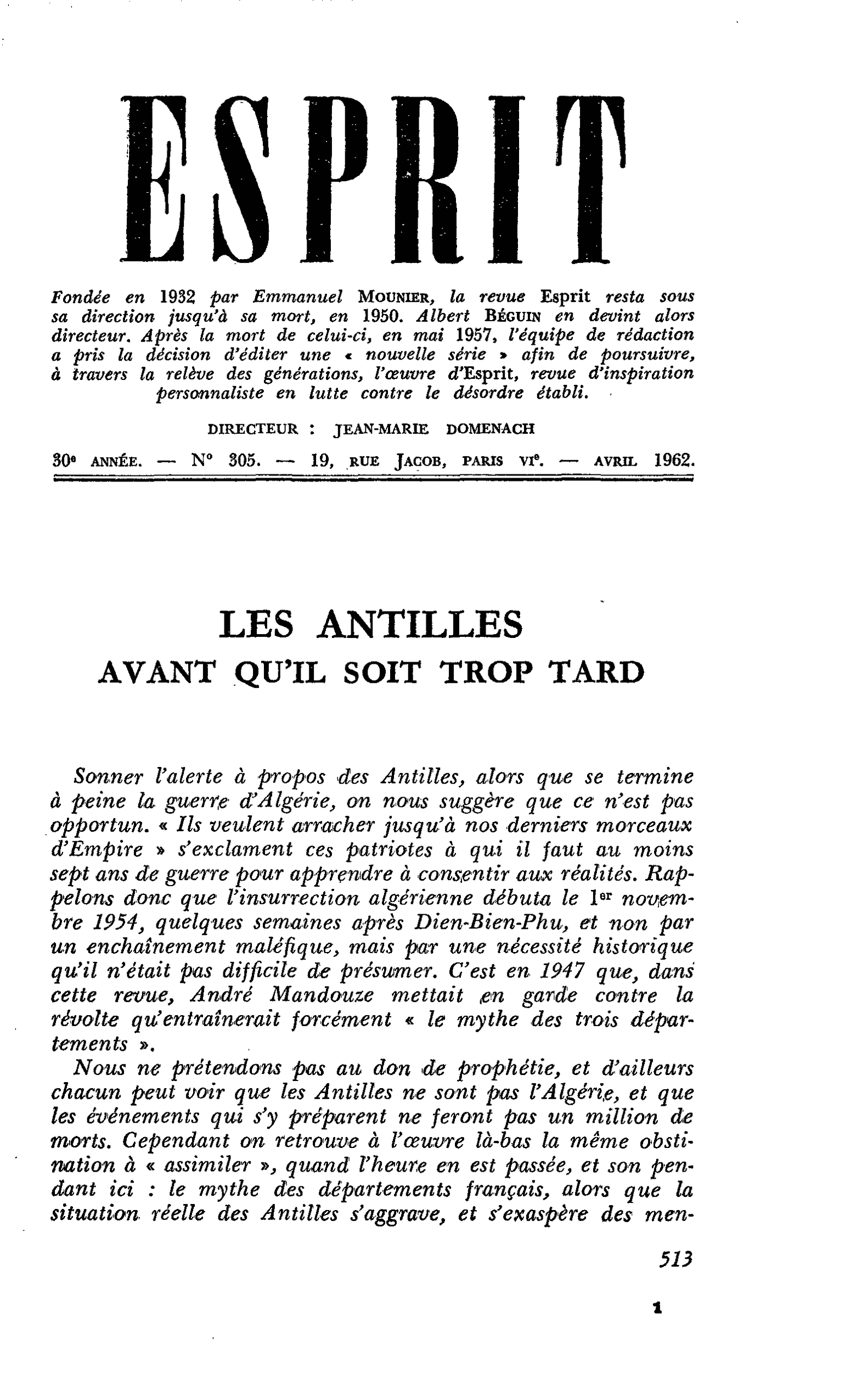 LES ANTILLES AVANT QU’IL SOIT TROP TARD