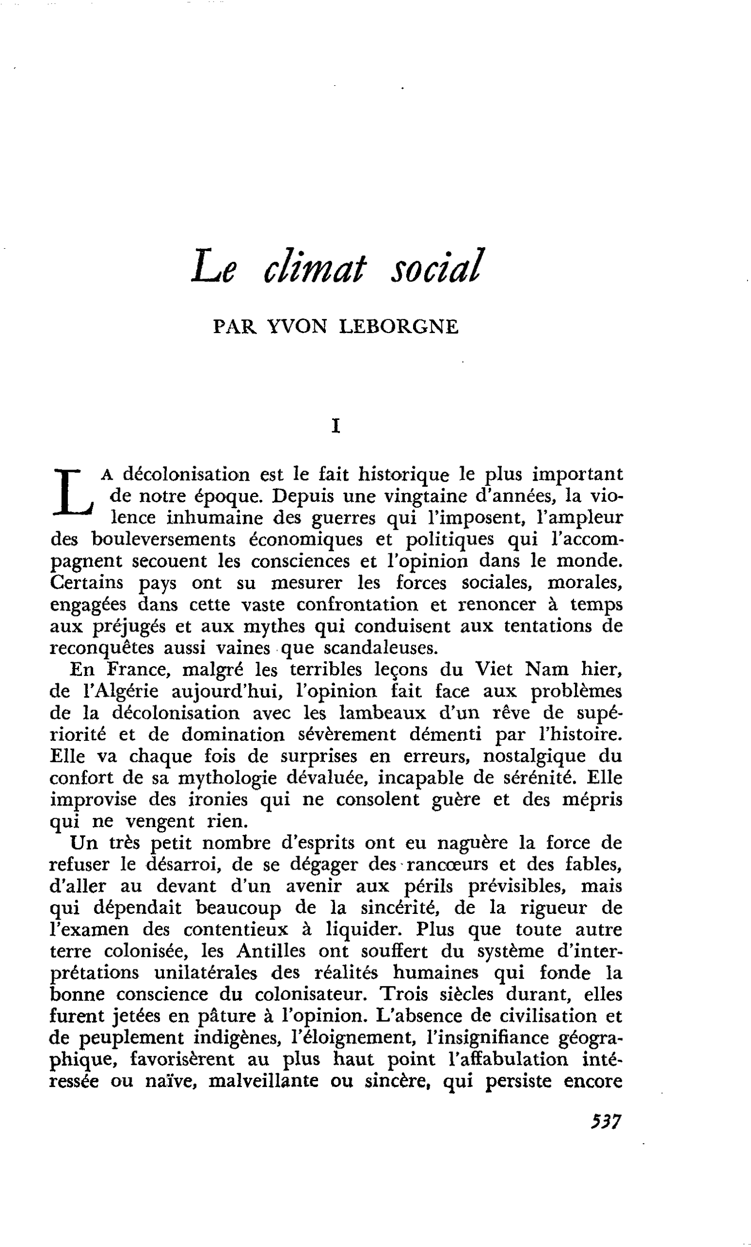 Le climat social