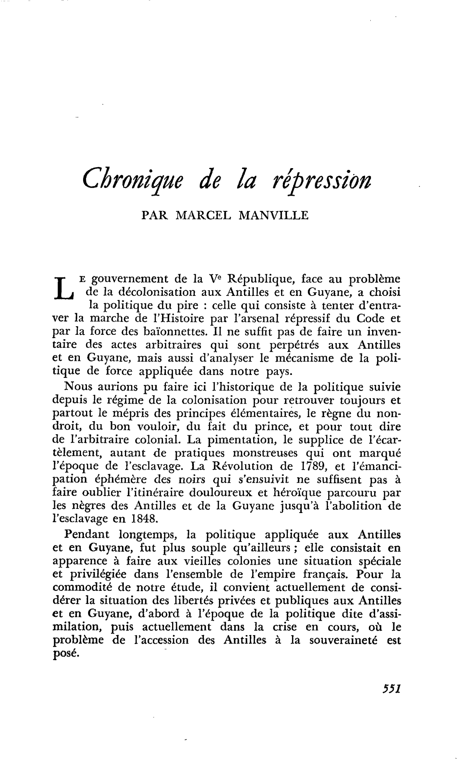 Chronique de la répression