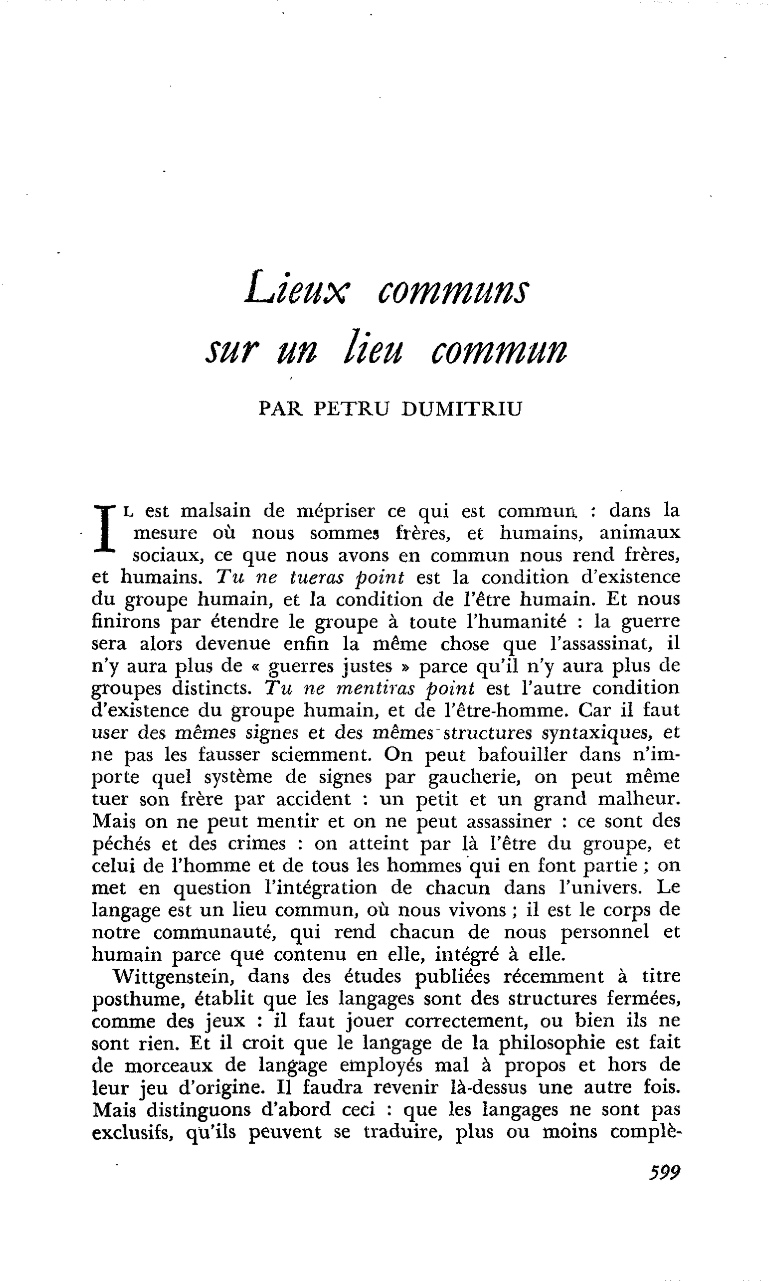 Lieux communs sur un lieu commun