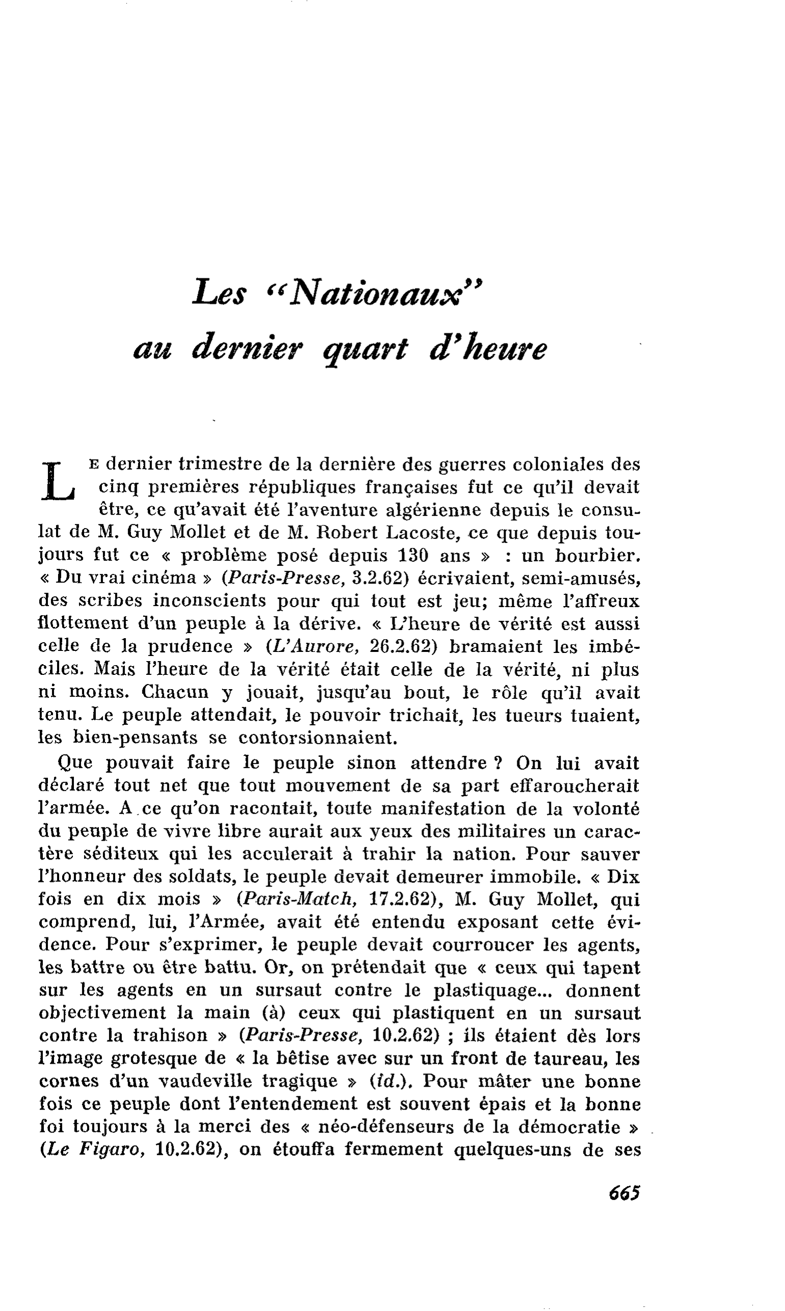 Les « Nationaux » au dernier quart d’heure