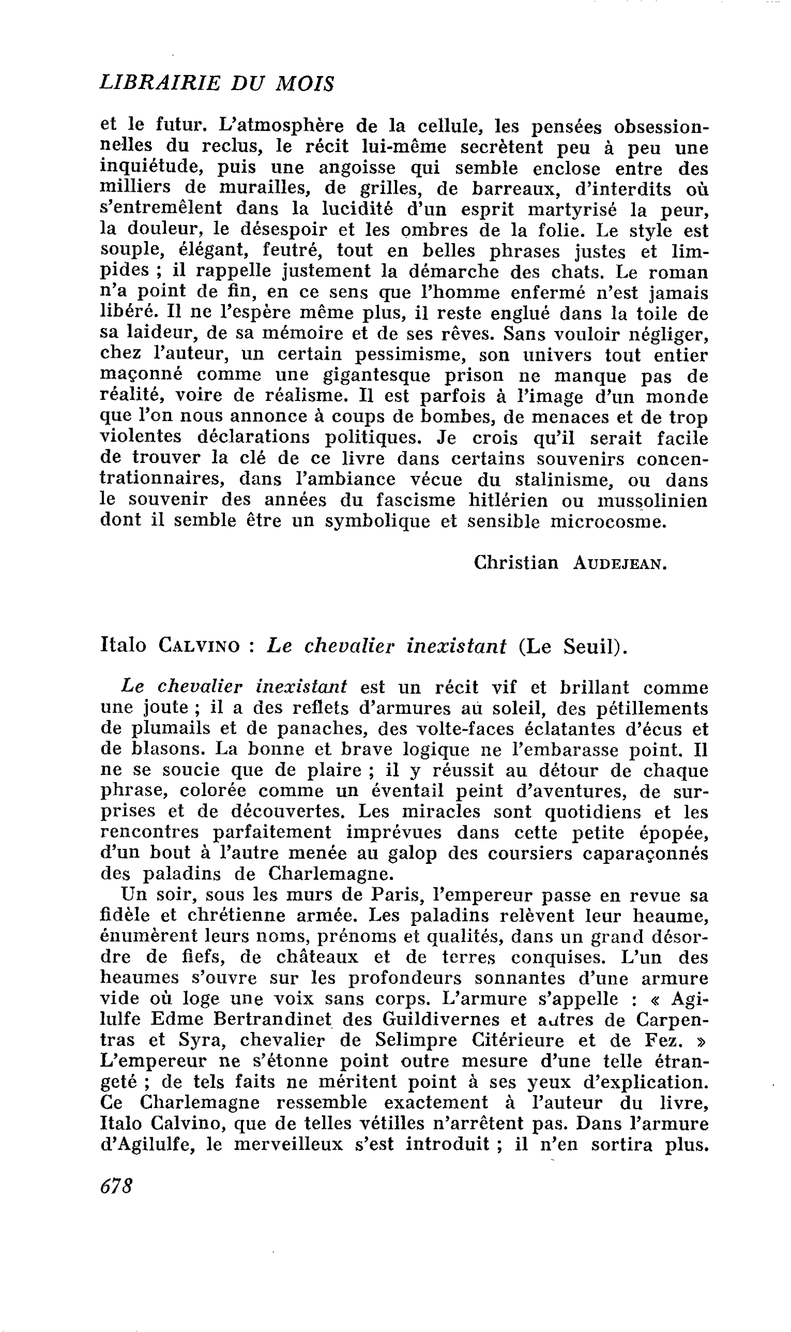 Italo Calvino : Le chevalier inexistant