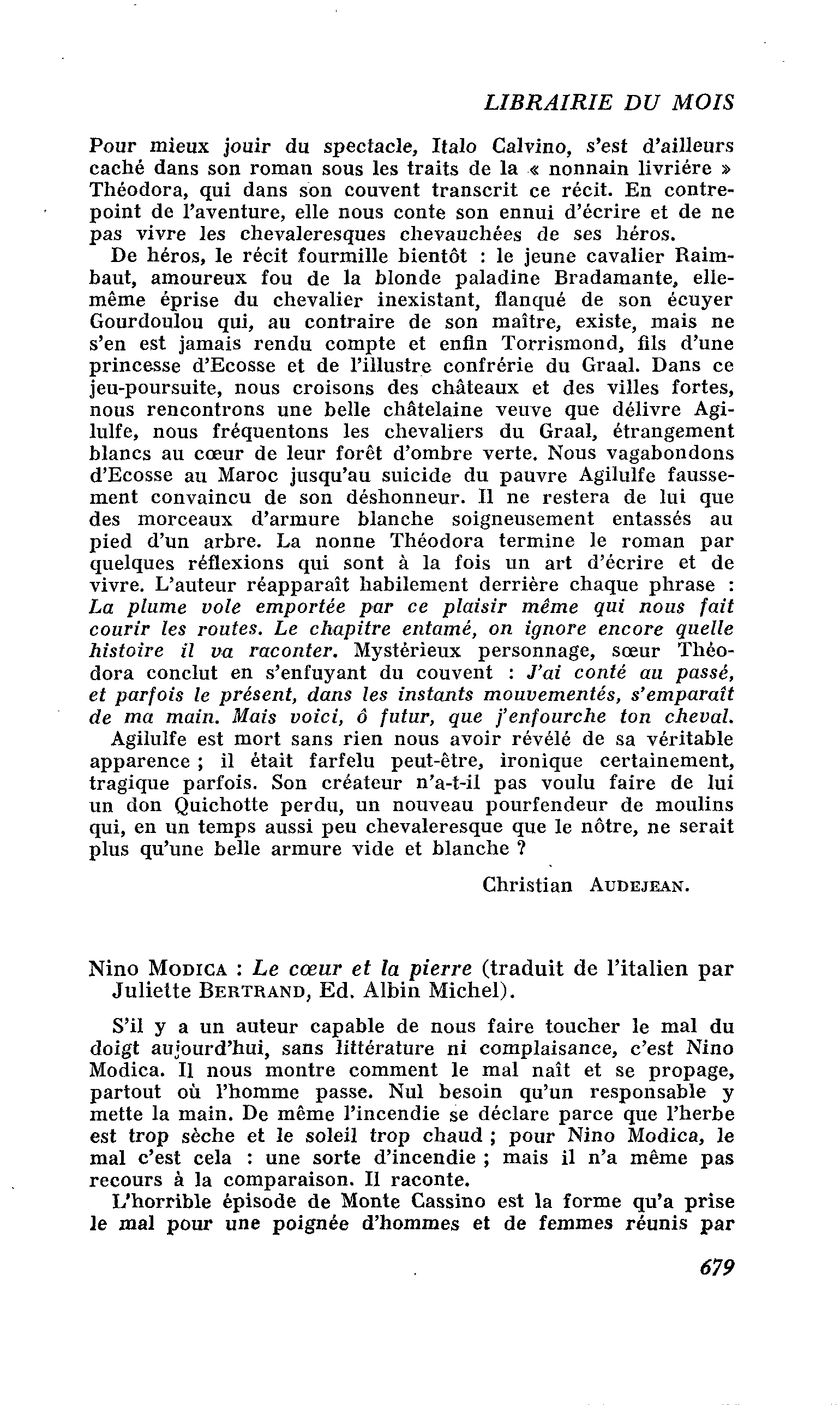 Nino Modica : Le coeur et la pierre