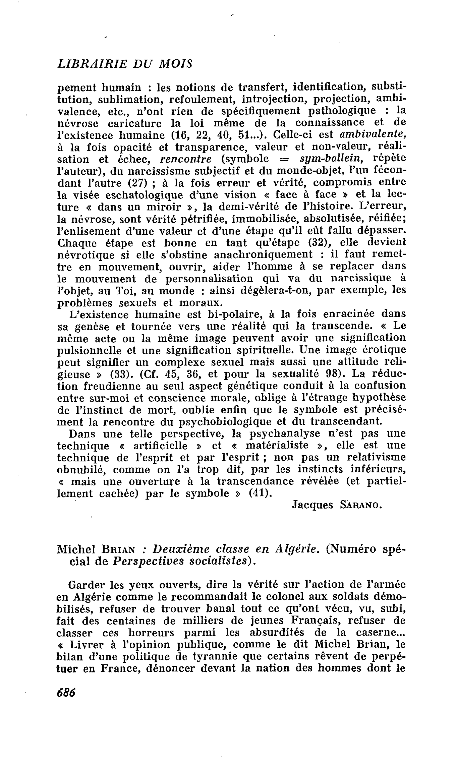Michel Brian : Deuxième classe en Algérie. (Numéro spécial de Perspectives socialistes)