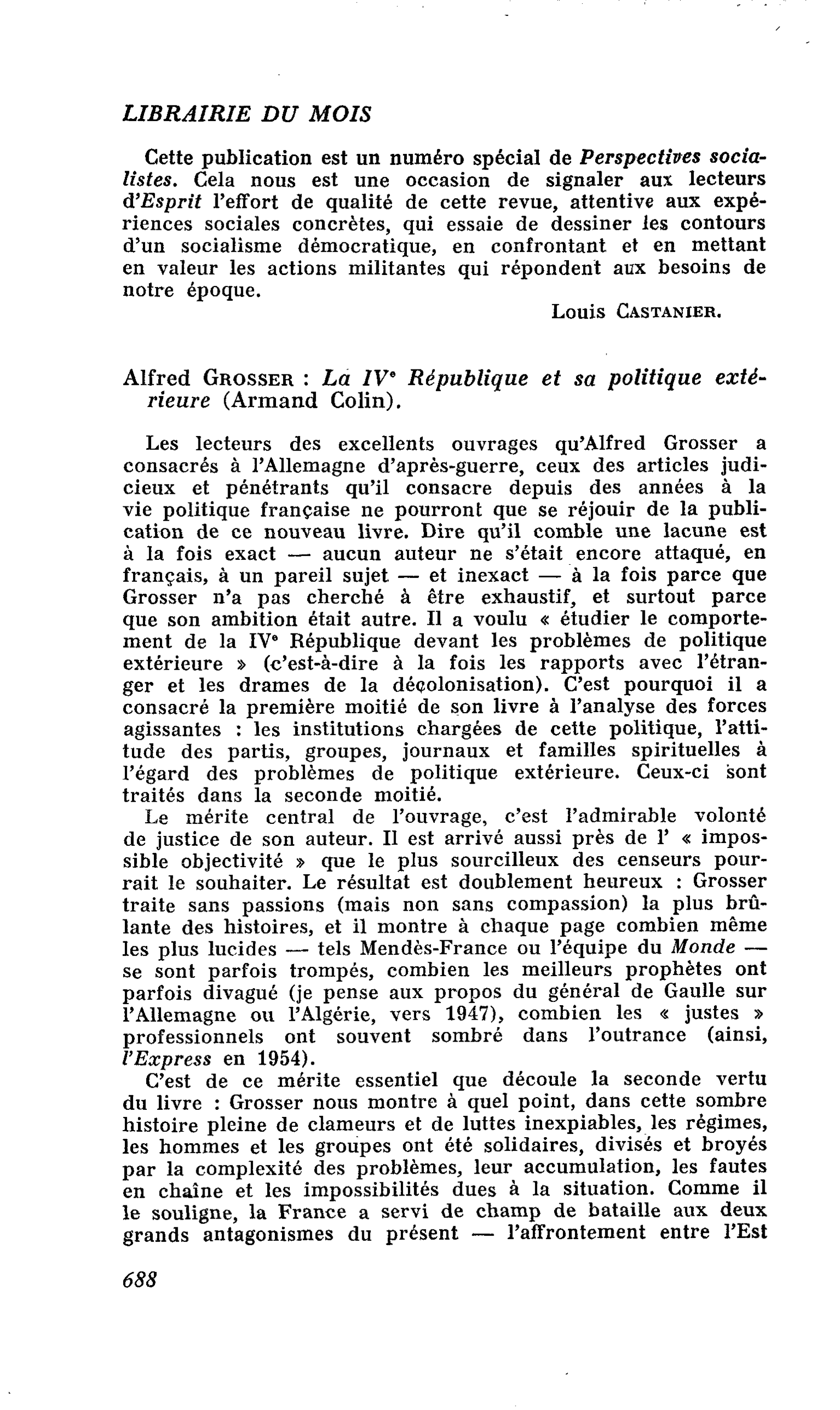 Alfred Grosser : La IVe République et sa politique extérieure