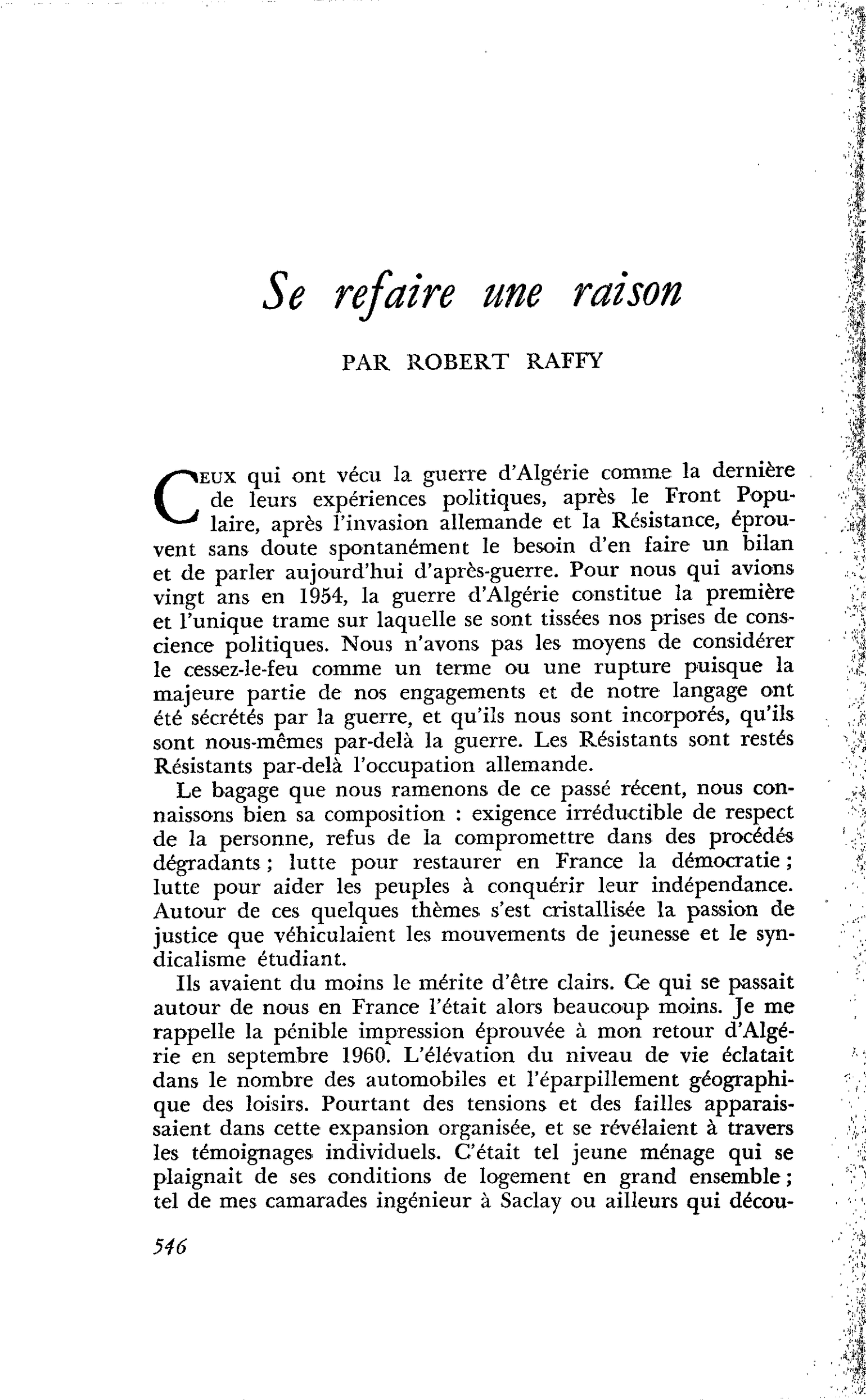 Se refaire une raison
