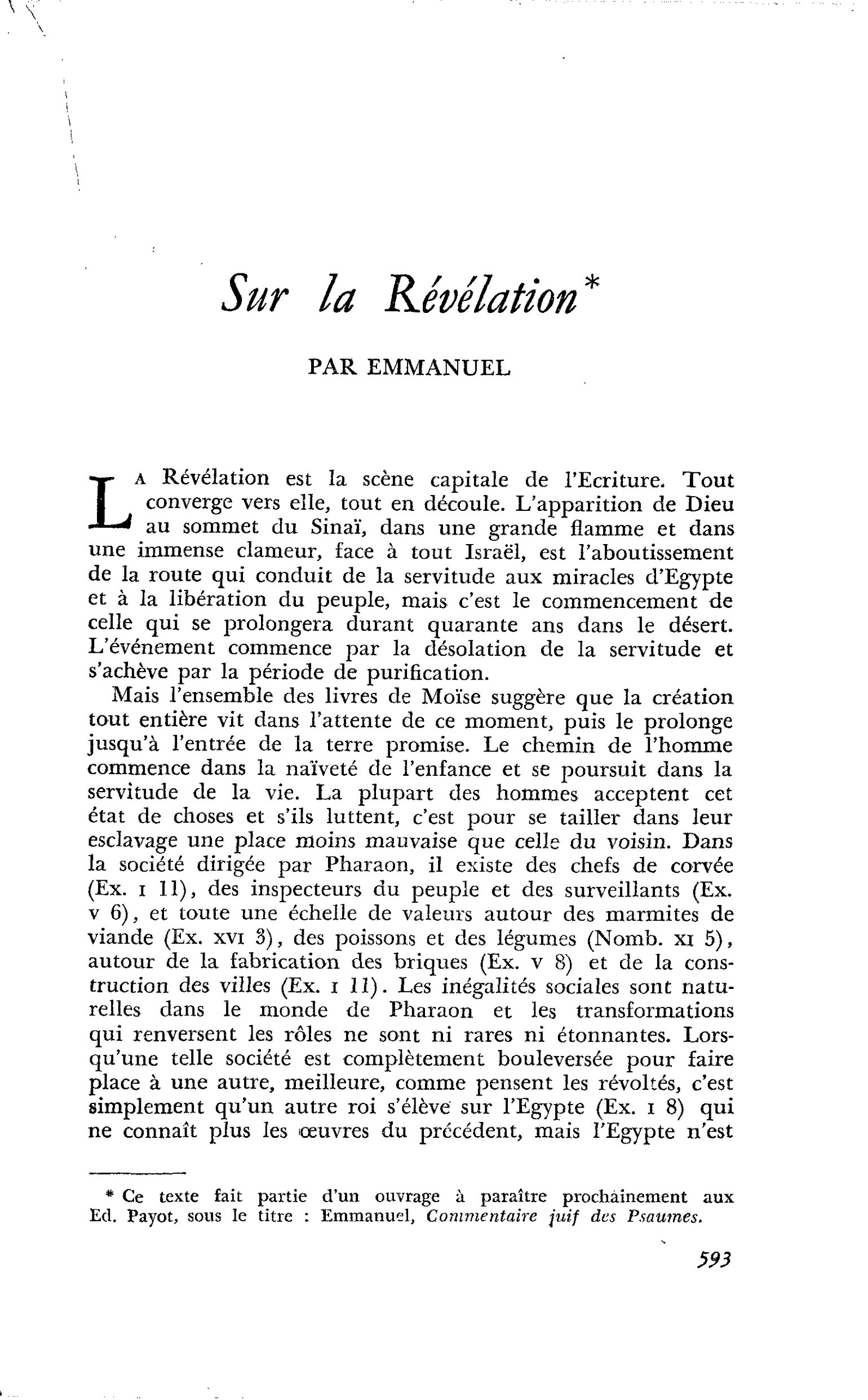 Sur la Révélation