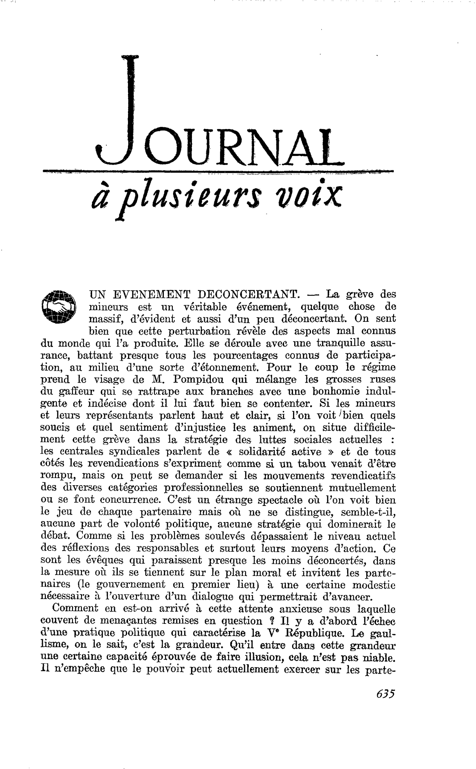 UN EVENEMENT DECONCERTANT