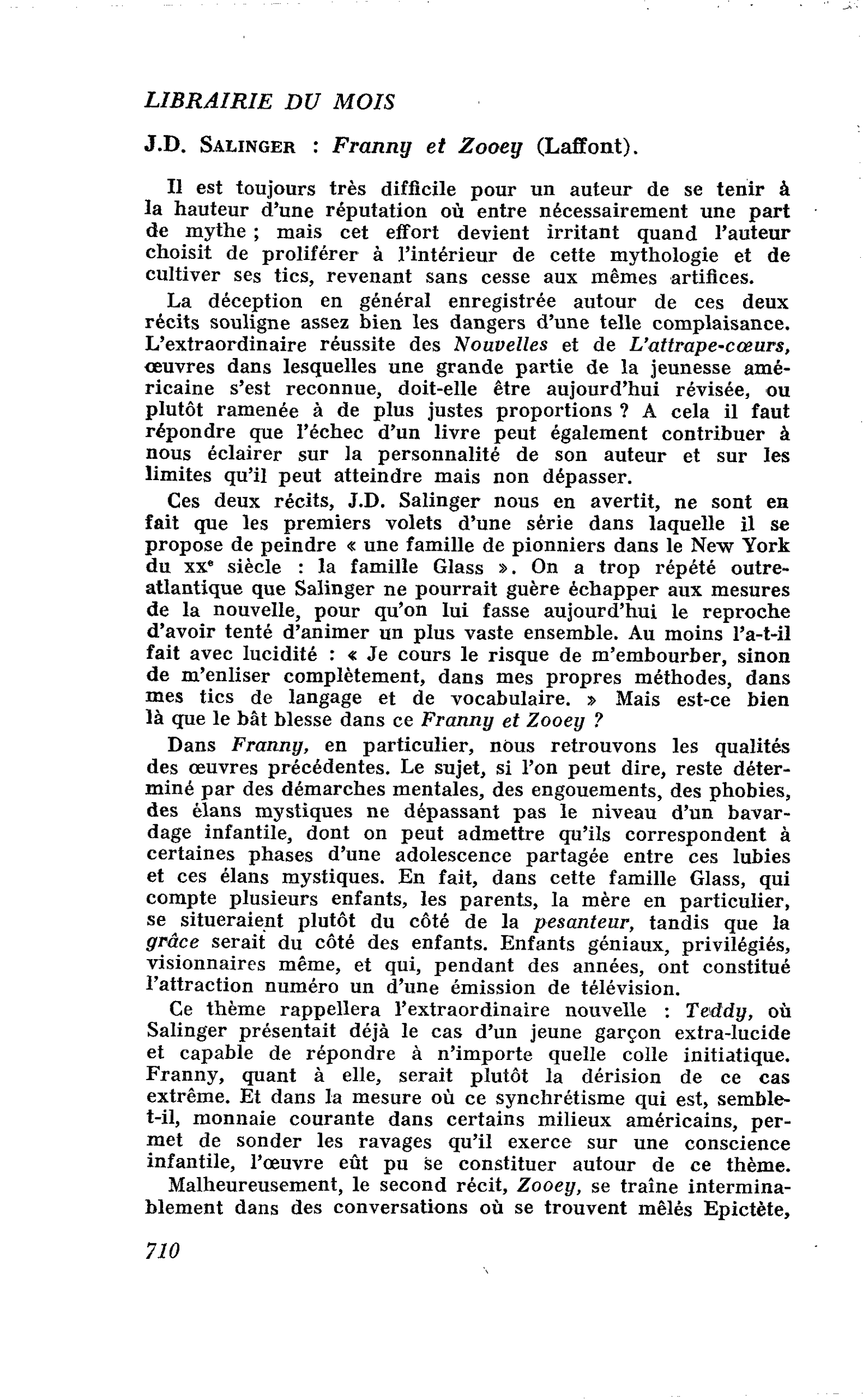 J.D. Salinger : Franny et Zooey