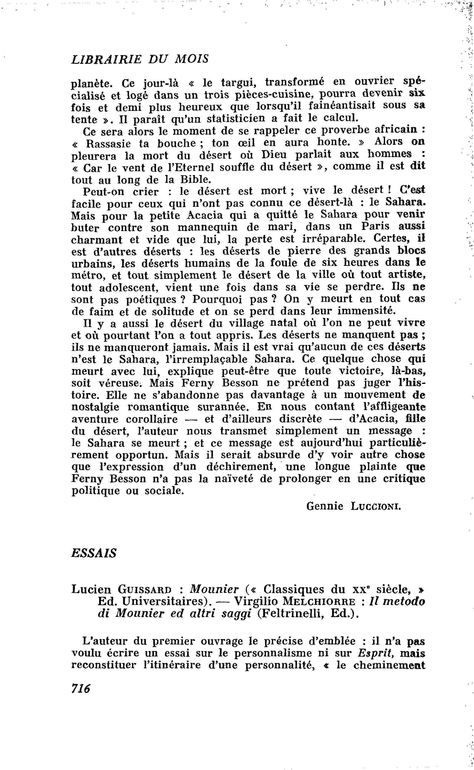 Lucien Guissard : Mounier. ? Virgilio Melchiorre : Il metodo di Mounier ed altri saggi