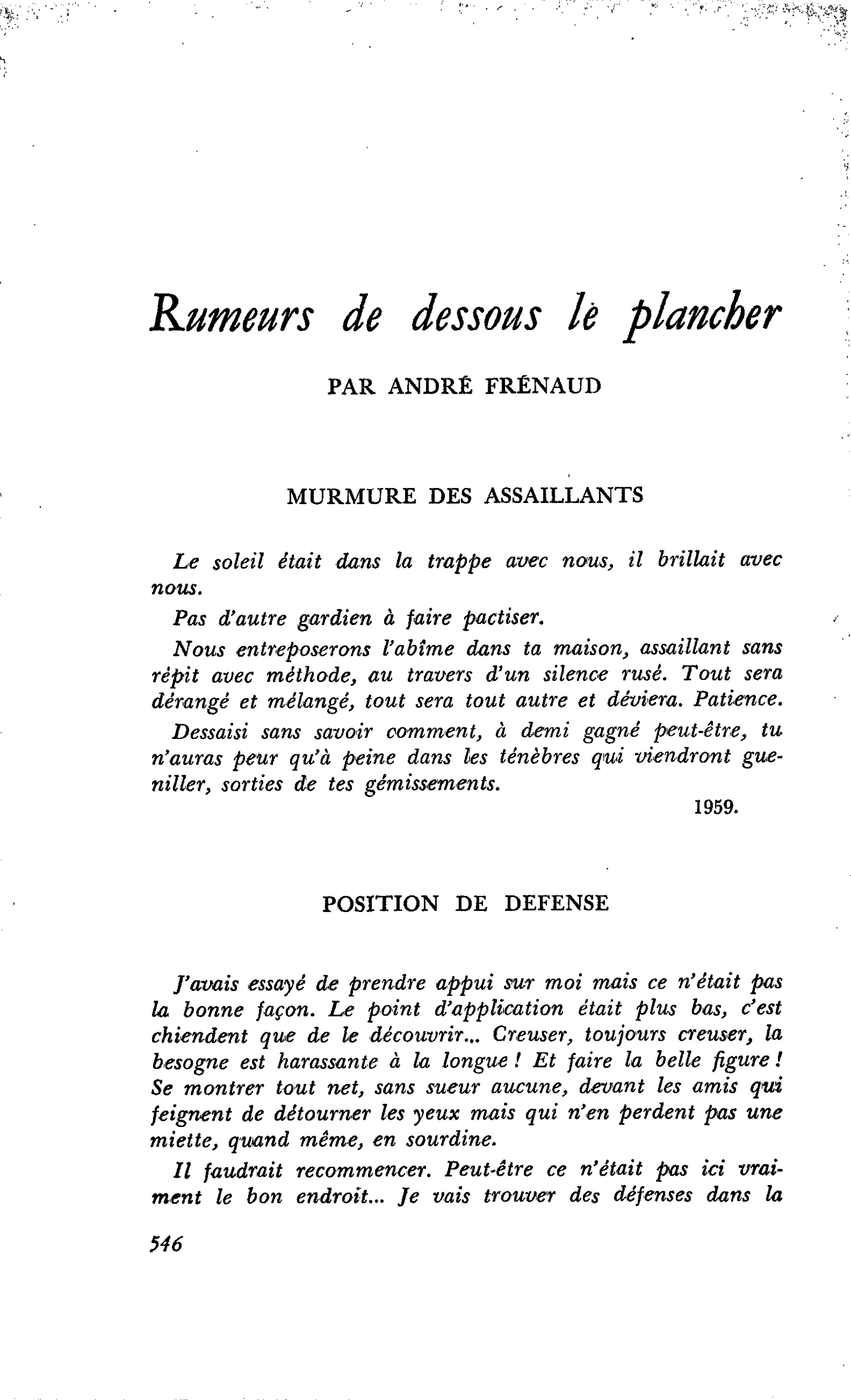 Rumeurs de dessous le plancher
