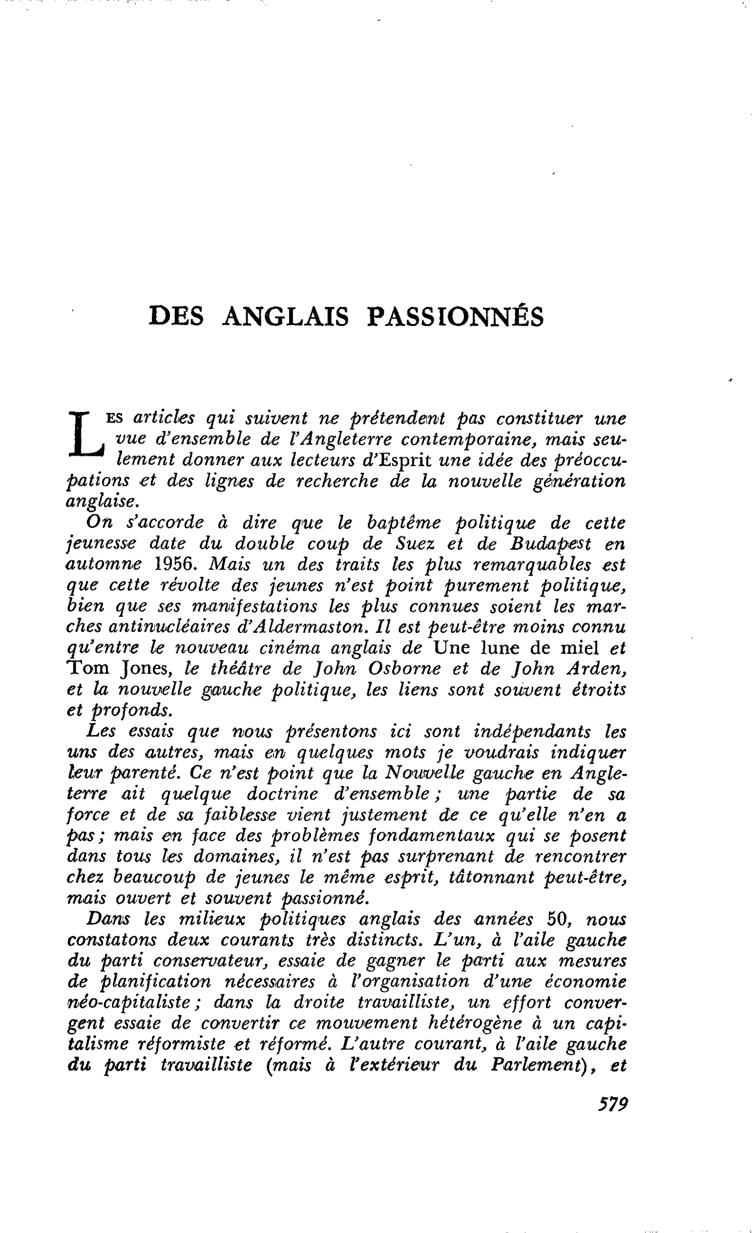 DES ANGLAIS PASSIONNÉS