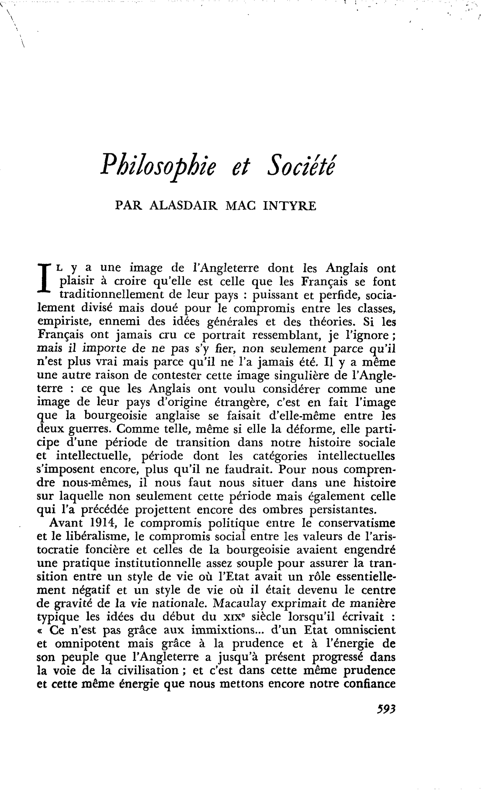 Philosophie et Société