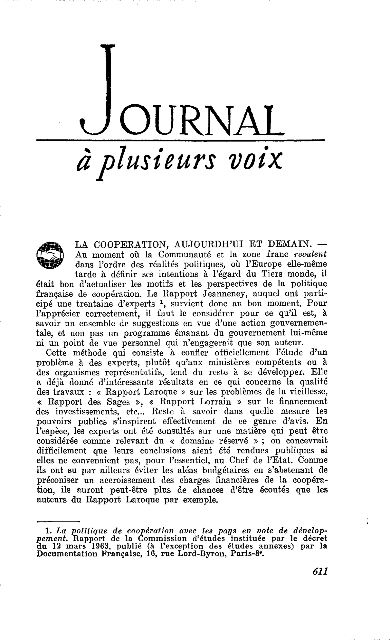 LA COOPERATION, AUJOURD’HUI ET DEMAIN